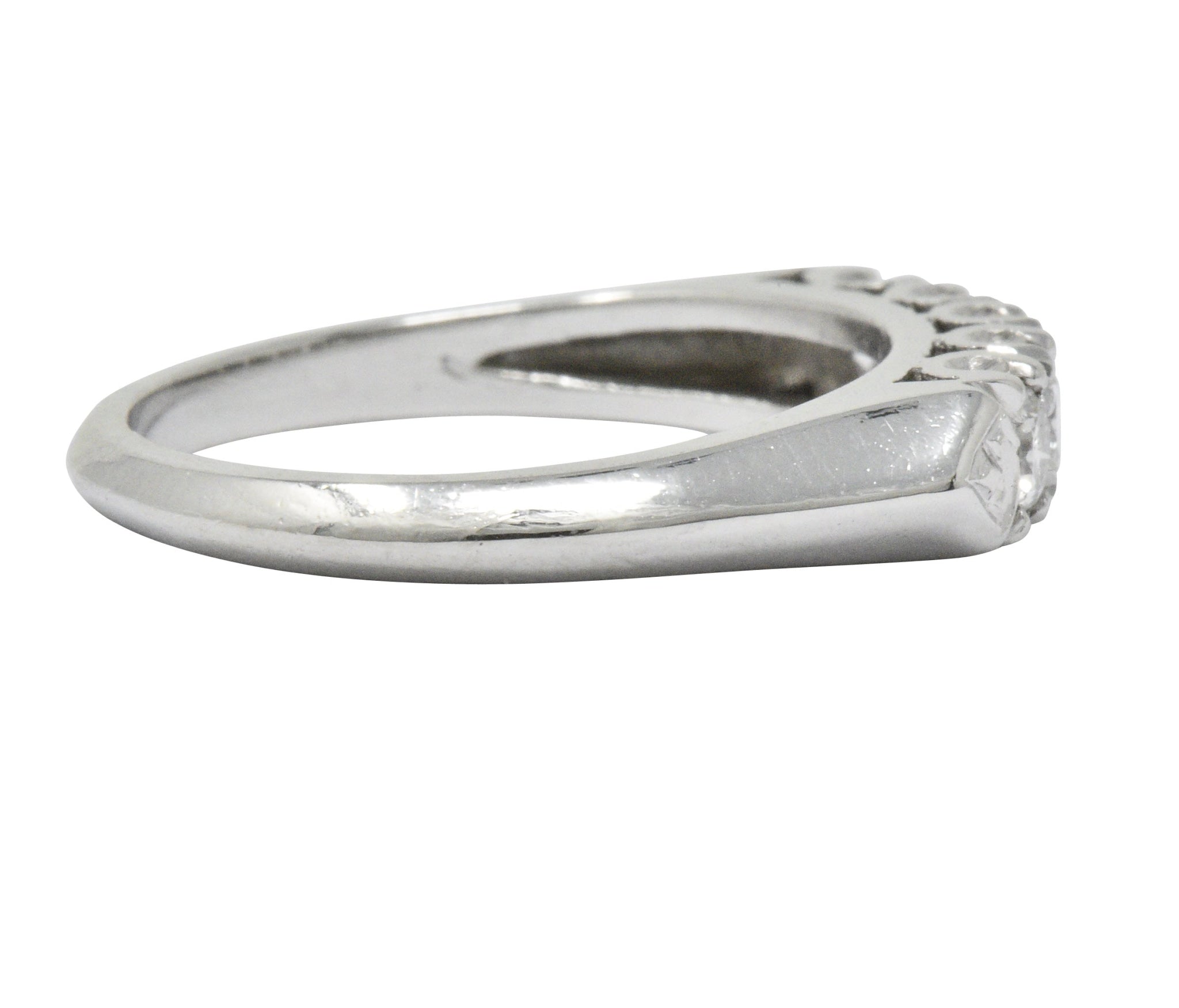 Retro 0.50 CTW Diamond Platinum Fishtail Anniversary Band Ring Wilson's Estate Jewelry