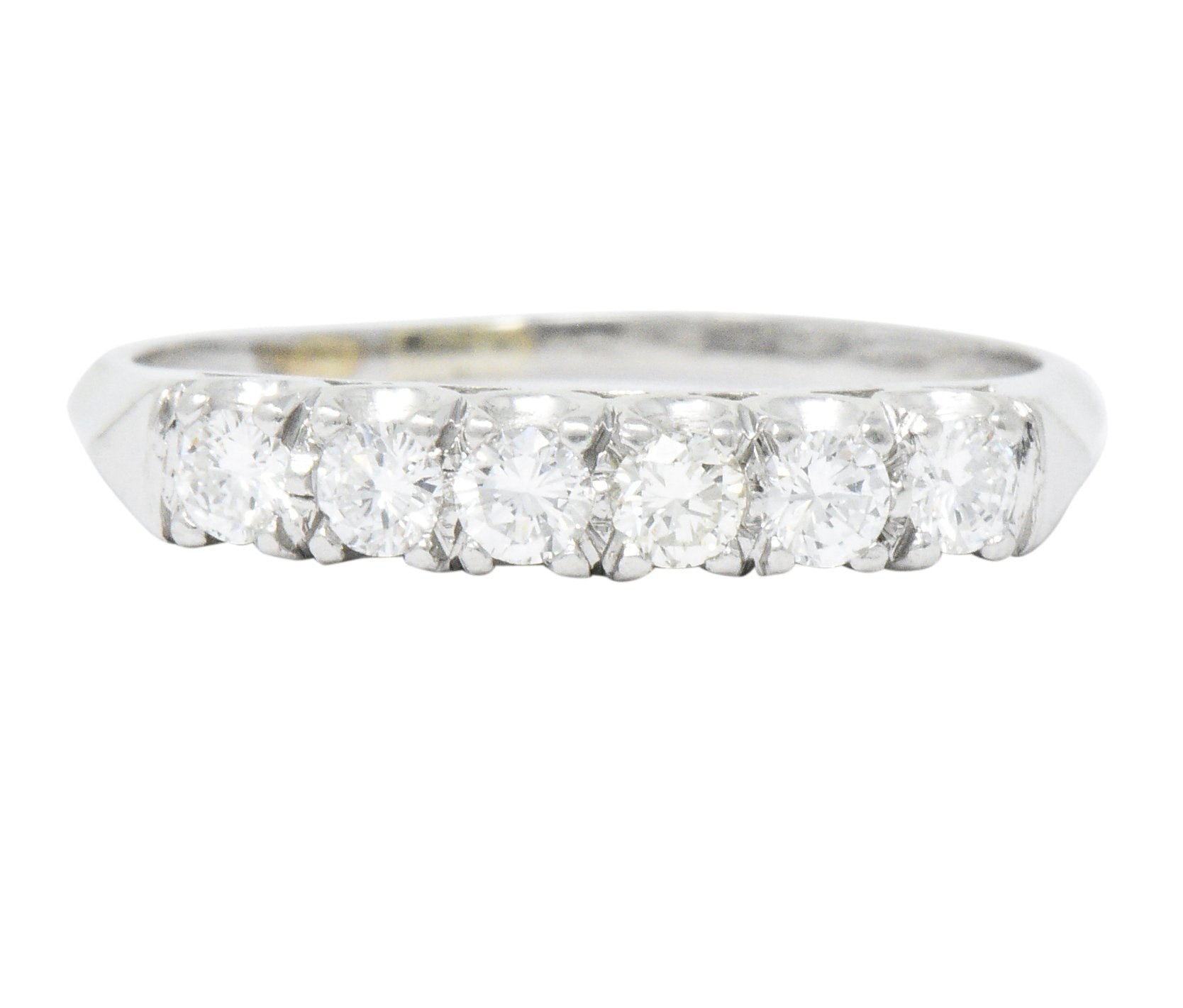 Retro 0.50 CTW Diamond Platinum Anniversary Stackable Ring Wilson's Estate Jewelry