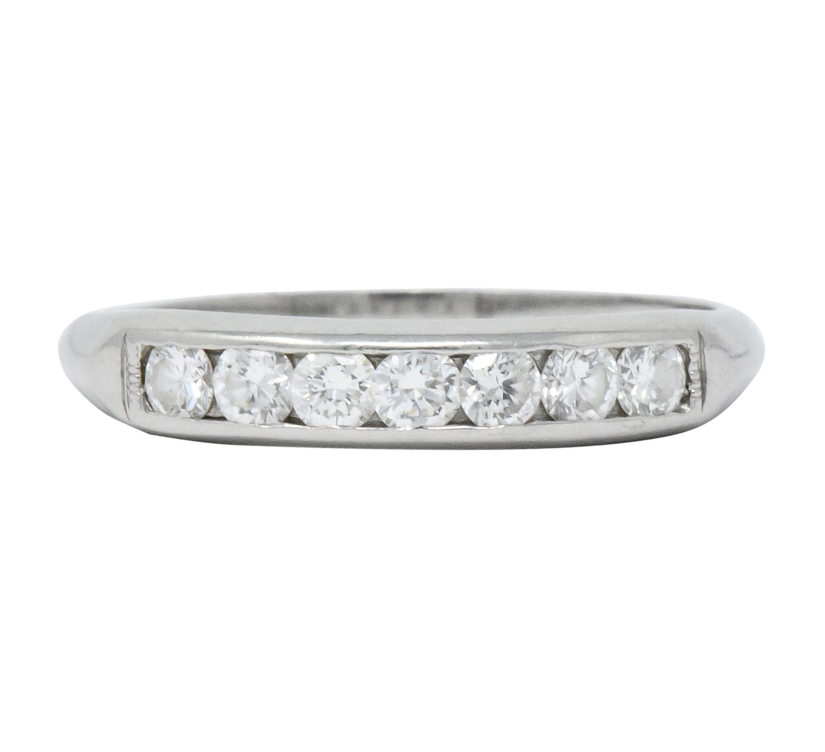 Retro 0.55 CTW Diamond Platinum Band Stackable Ring Wilson's Antique & Estate Jewelry