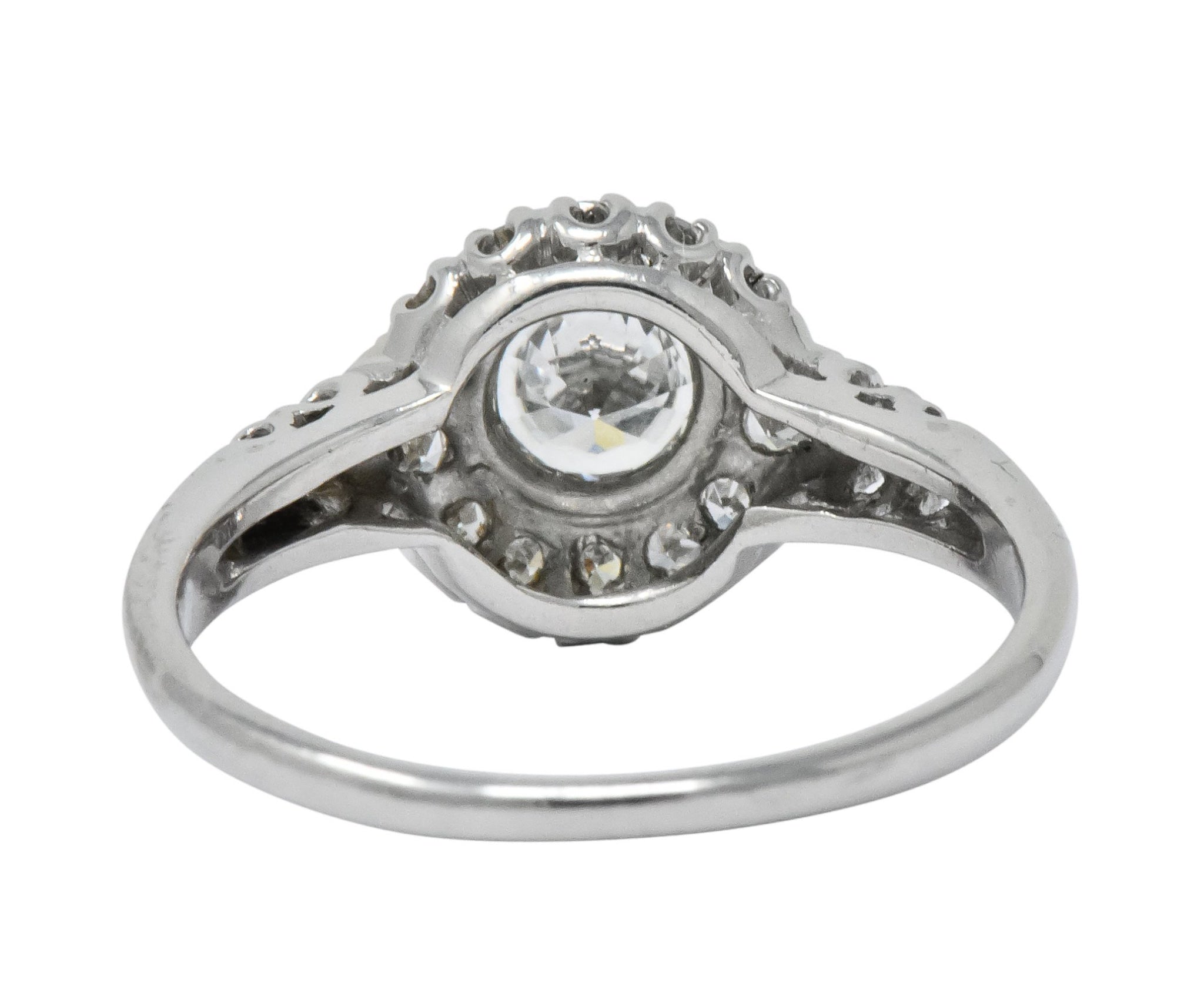 Retro 0.80 CTW Diamond Platinum Cluster Engagement Ring - Wilson's Estate Jewelry