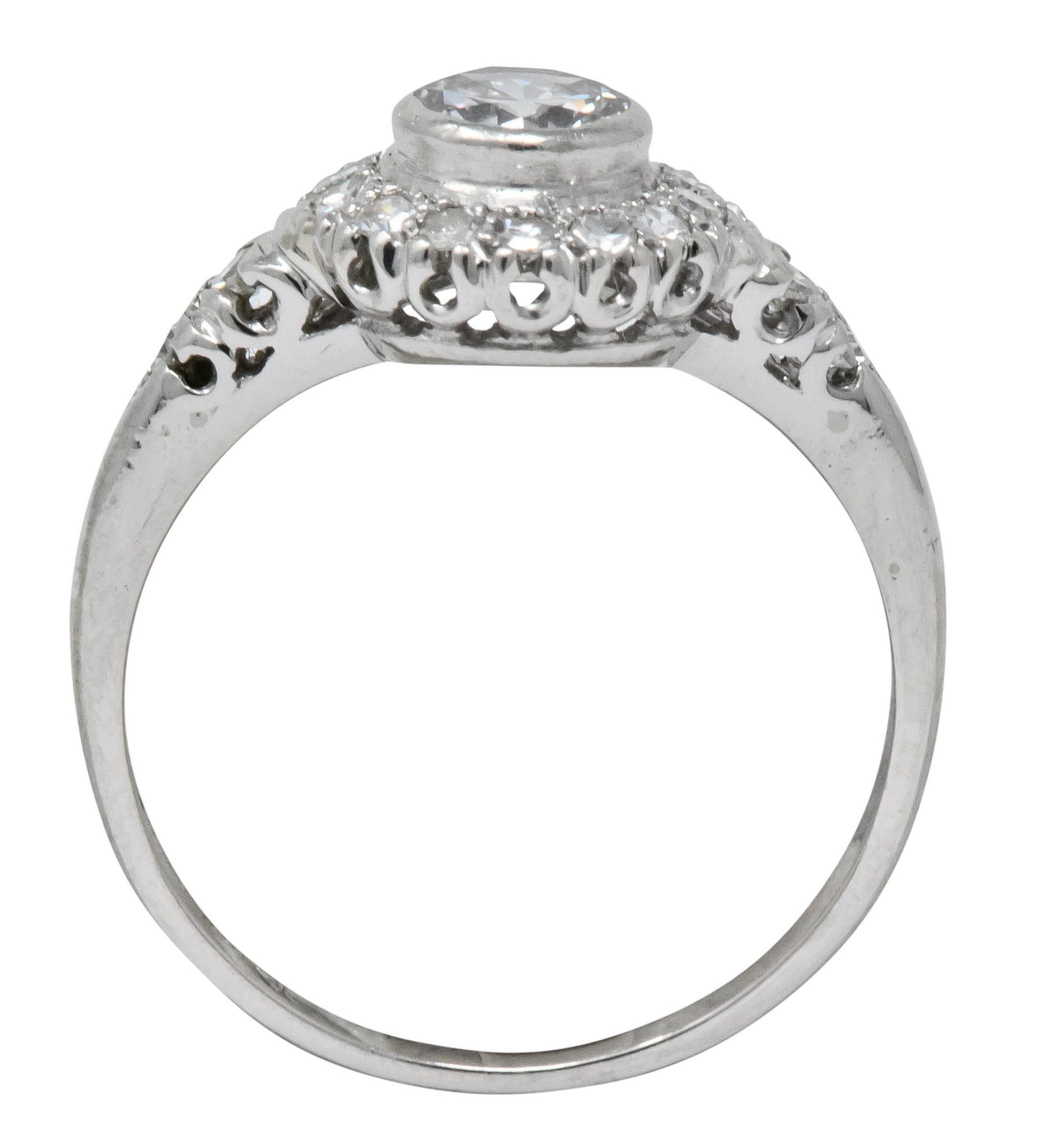 Retro 0.80 CTW Diamond Platinum Cluster Engagement Ring - Wilson's Estate Jewelry