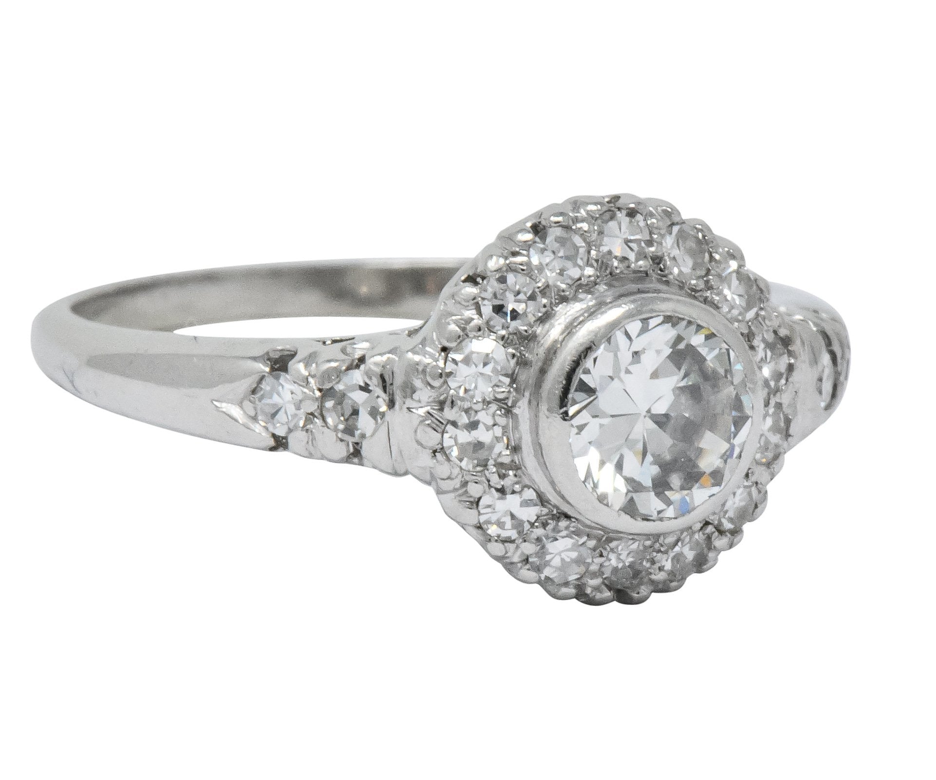 Retro 0.80 CTW Diamond Platinum Cluster Engagement Ring - Wilson's Estate Jewelry