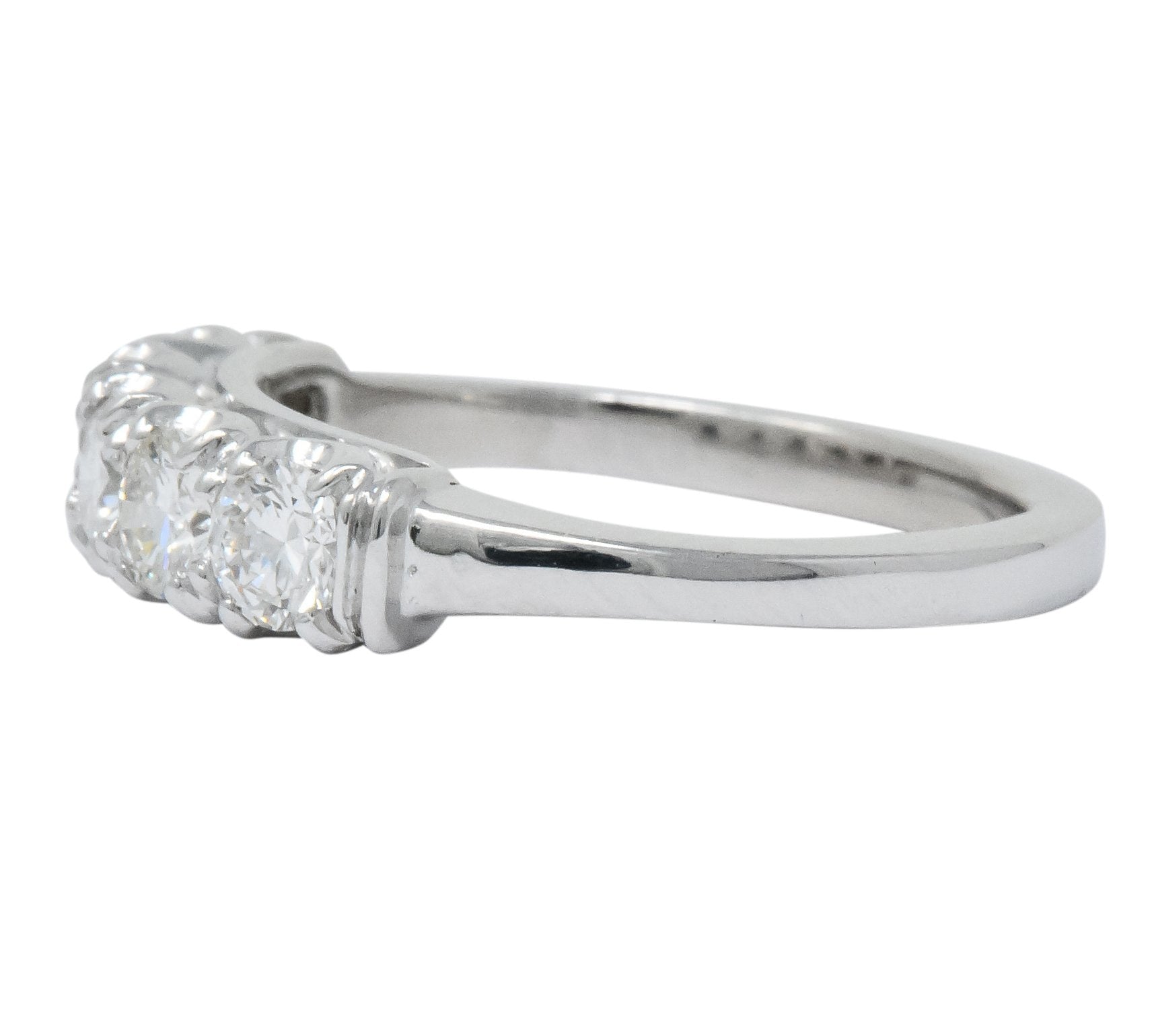 Retro 0.90 CTW Diamond Platinum Anniversary 5 Stone Band Ring Wilson's Antique & Estate Jewelry