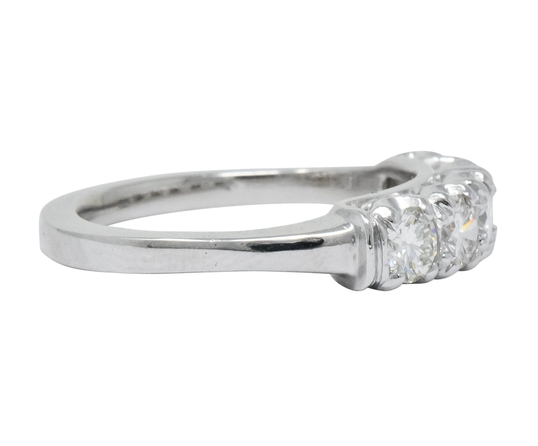 Retro 0.90 CTW Diamond Platinum Anniversary 5 Stone Band Ring Wilson's Antique & Estate Jewelry