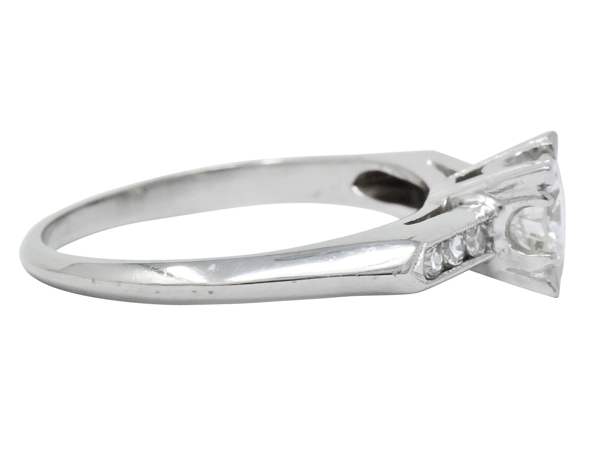 Retro 1.08 CTW Round Brilliant Cut Diamond Platinum Engagement Ring - Wilson's Estate Jewelry