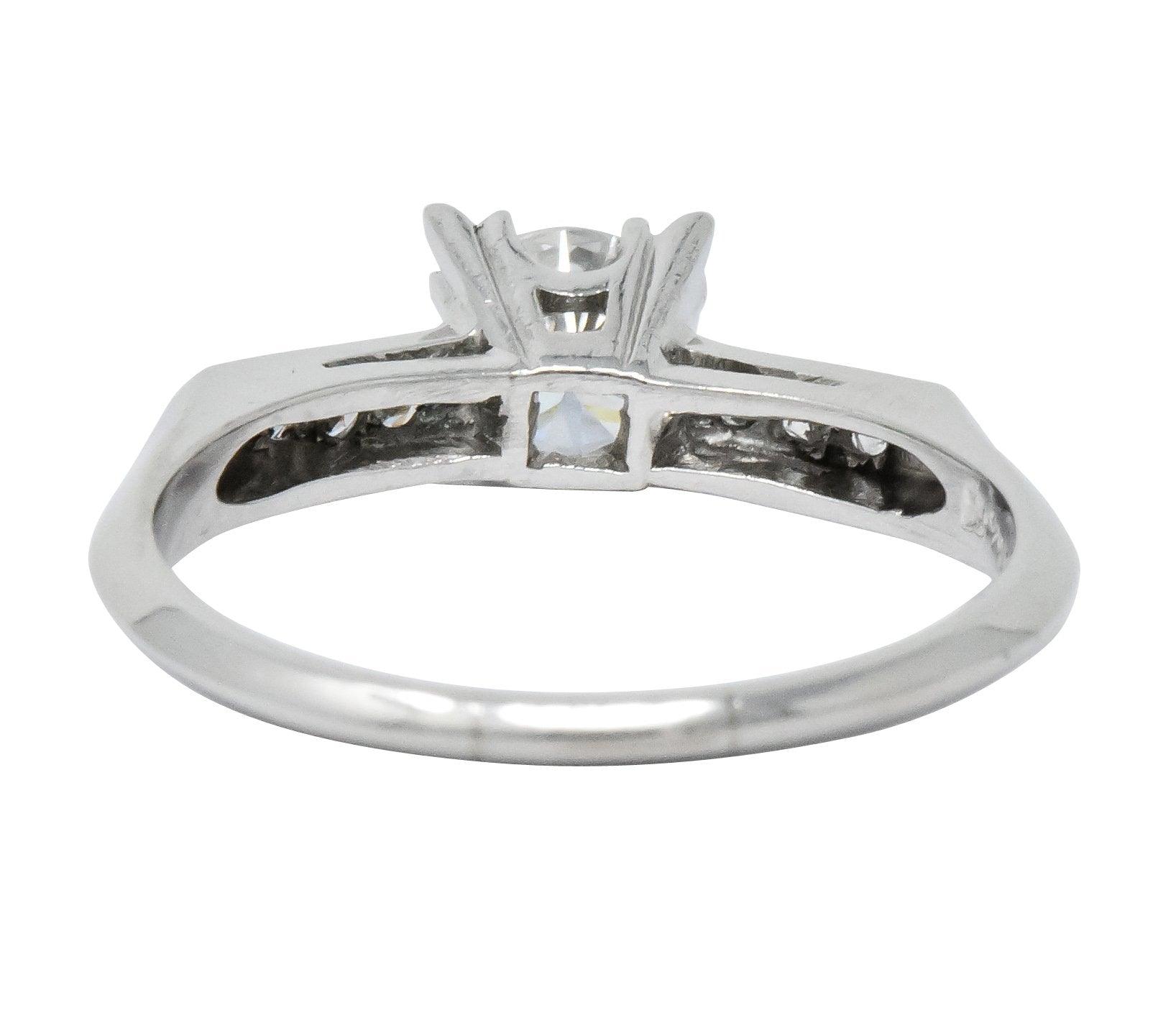 Retro 1.08 CTW Round Brilliant Cut Diamond Platinum Engagement Ring - Wilson's Estate Jewelry