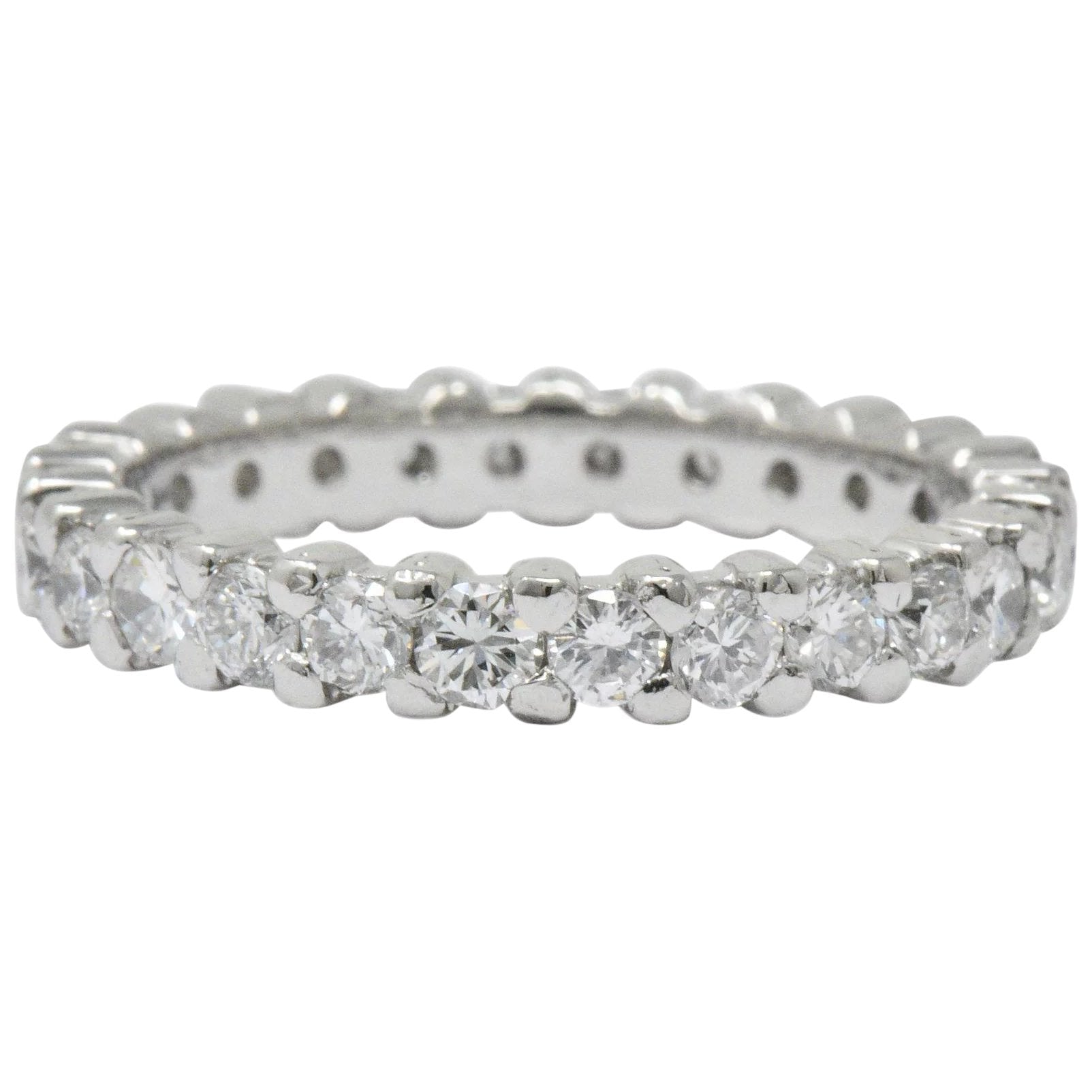 Retro 1.30 CTW Diamond Platinum Eternity Band or Stackable Ring Wilson's Estate Jewelry