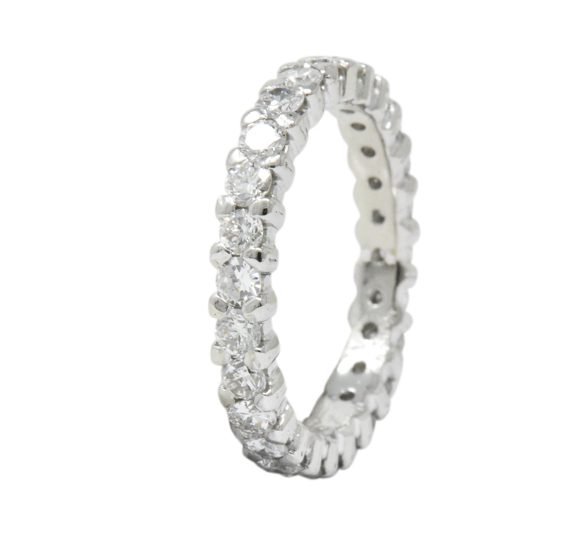 Retro 1.30 CTW Diamond Platinum Eternity Band or Stackable Ring Wilson's Estate Jewelry