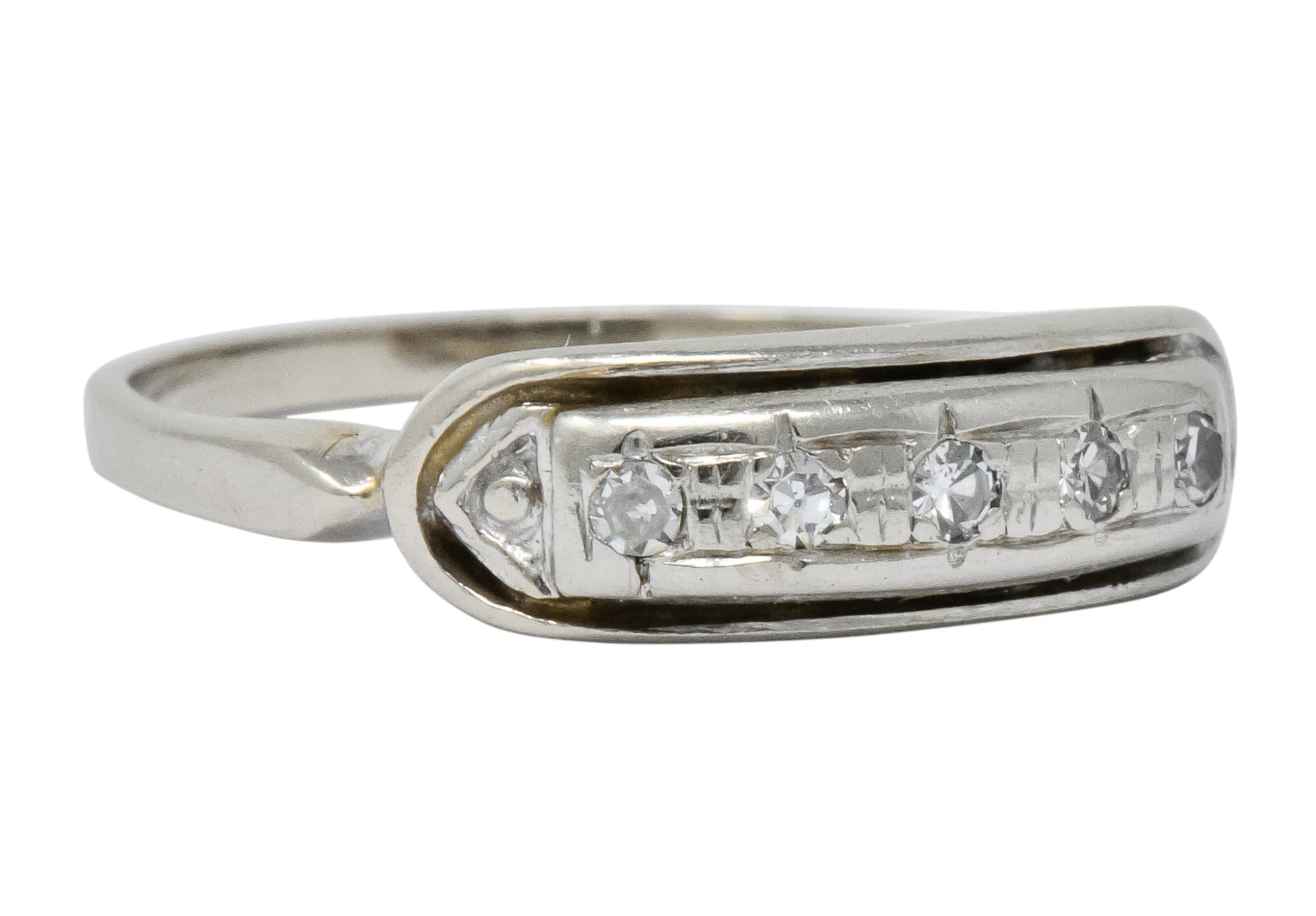 Retro 1950's Diamond White Gold Anniversary Band Stackable Ring - Wilson's Estate Jewelry