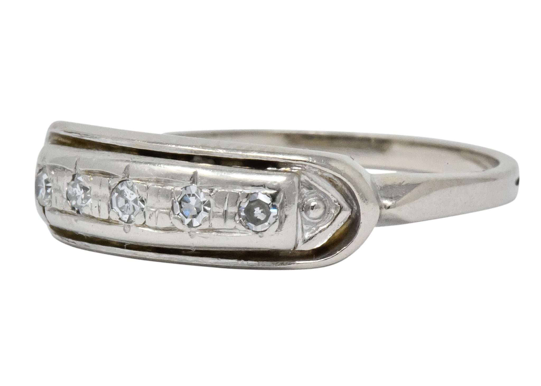 Retro 1950's Diamond White Gold Anniversary Band Stackable Ring - Wilson's Estate Jewelry