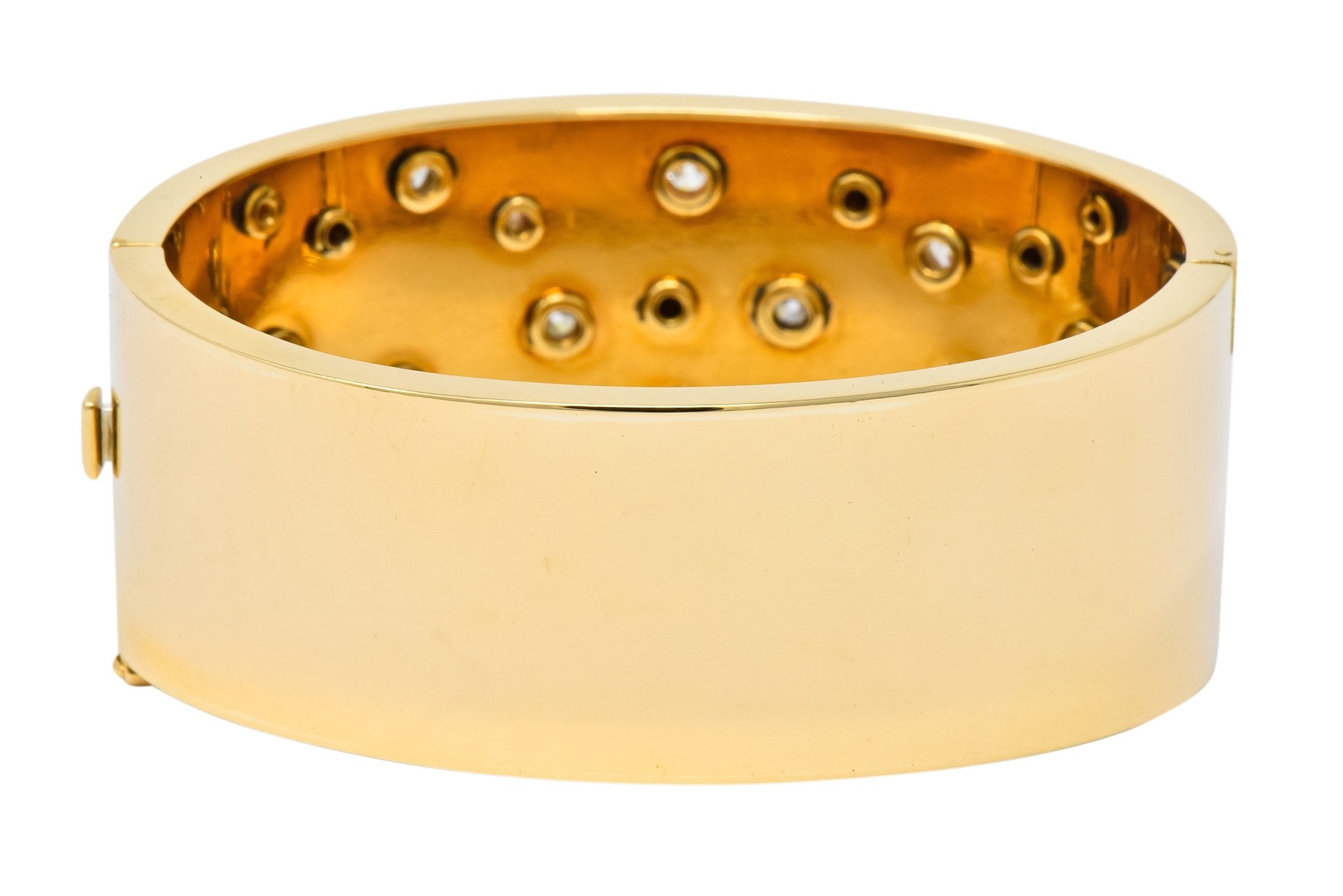 Retro 2.28 CTW Diamond 14 Karat Yellow Gold Bangle 1940's Bracelet - Wilson's Estate Jewelry