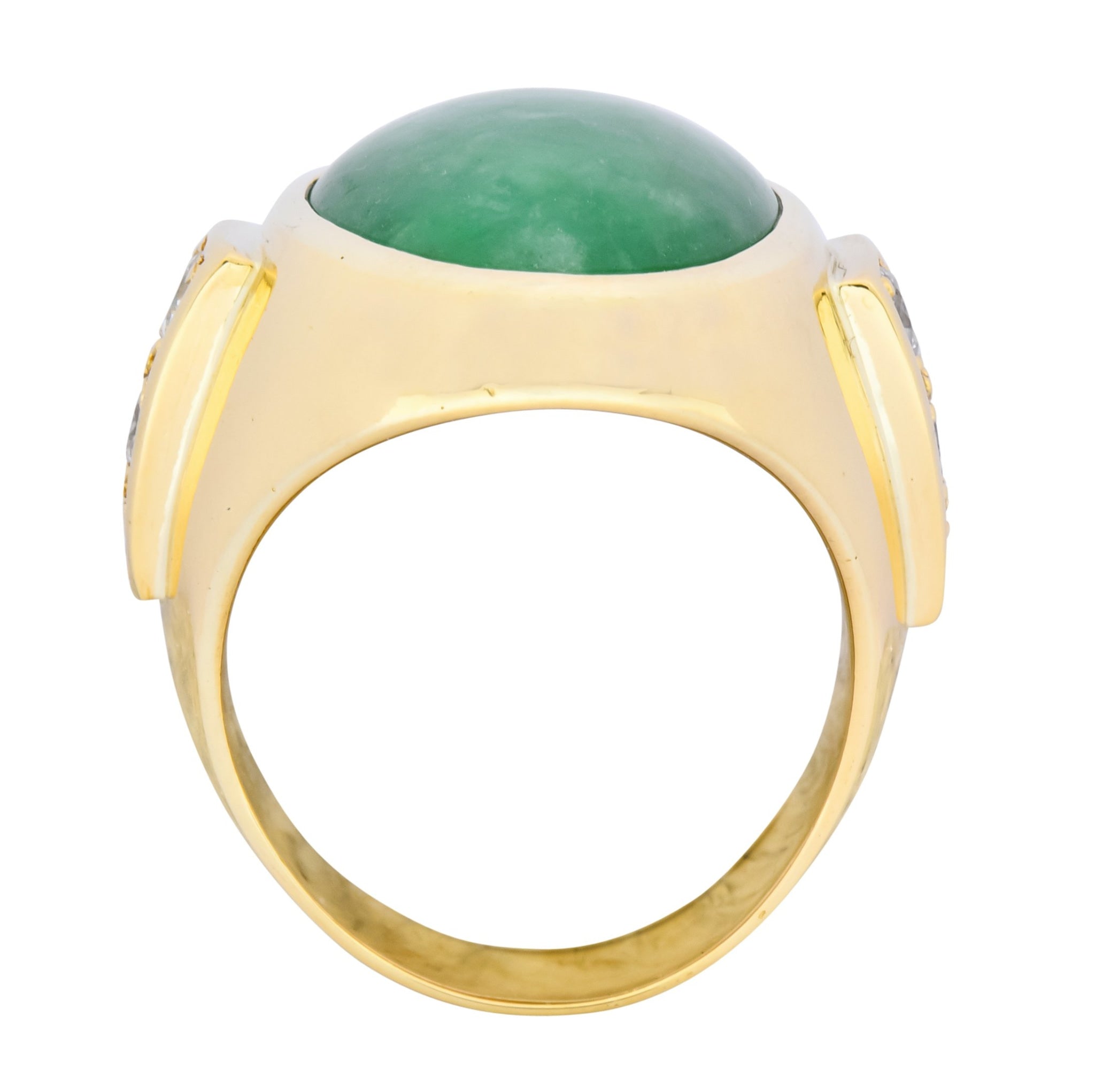 Retro Jadeite Jade Diamond 18 Karat Gold Men's Ring - Wilson's Estate Jewelry