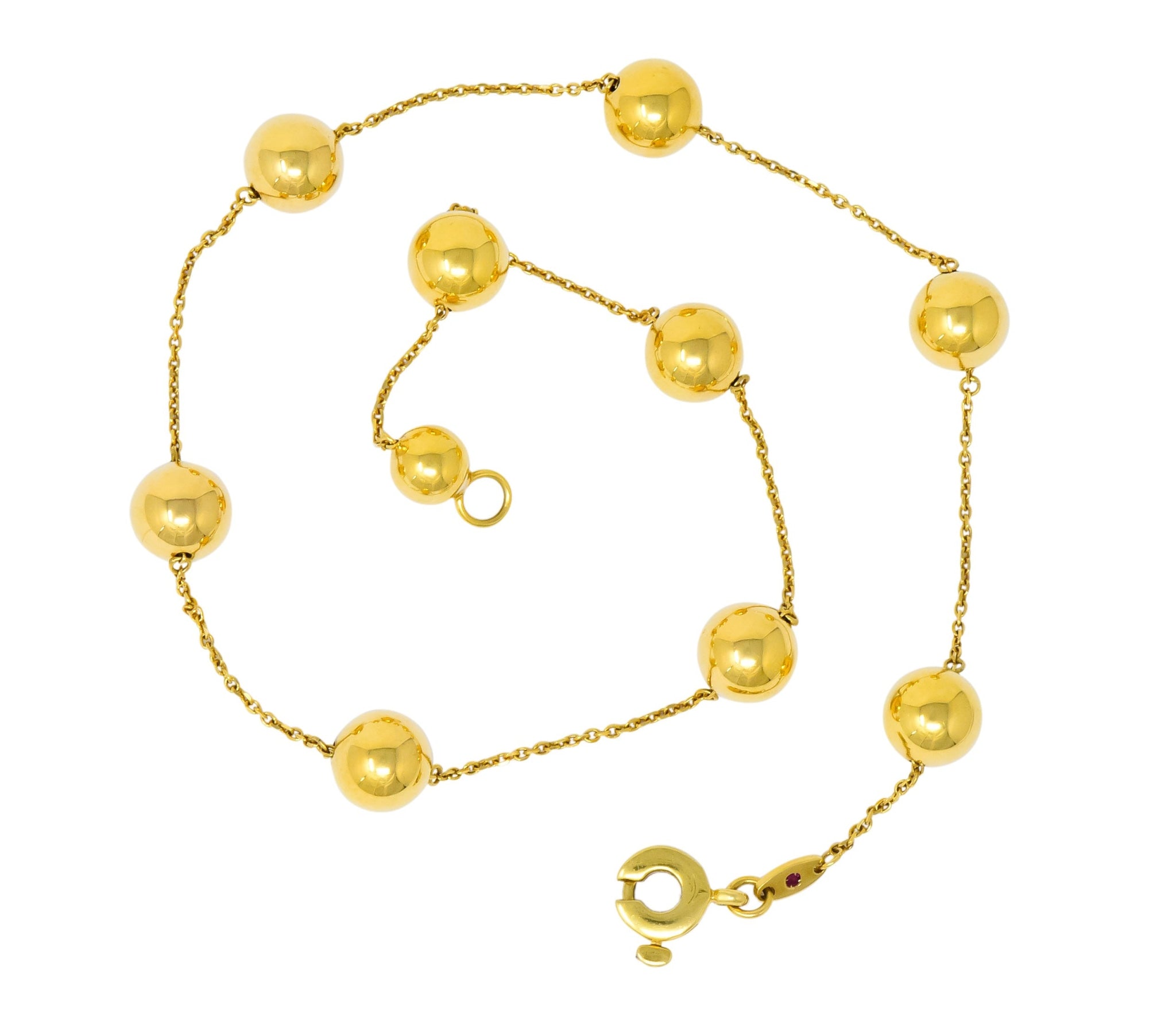 Roberto Coin 18 Karat Gold Pallini Ball Station Necklace Contemporary - Wilson's Estate Jewelry