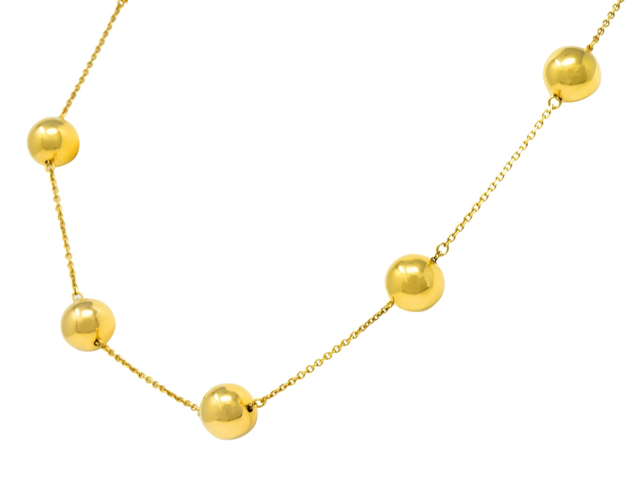 Roberto Coin 18 Karat Gold Pallini Ball Station Necklace Contemporary - Wilson's Estate Jewelry