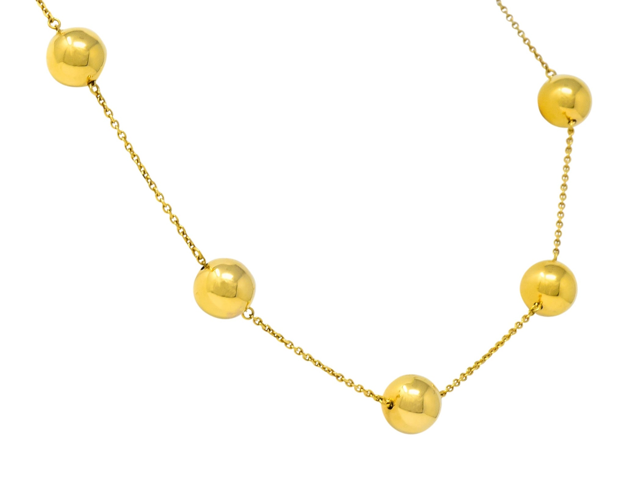 Roberto Coin 18 Karat Gold Pallini Ball Station Necklace Contemporary - Wilson's Estate Jewelry