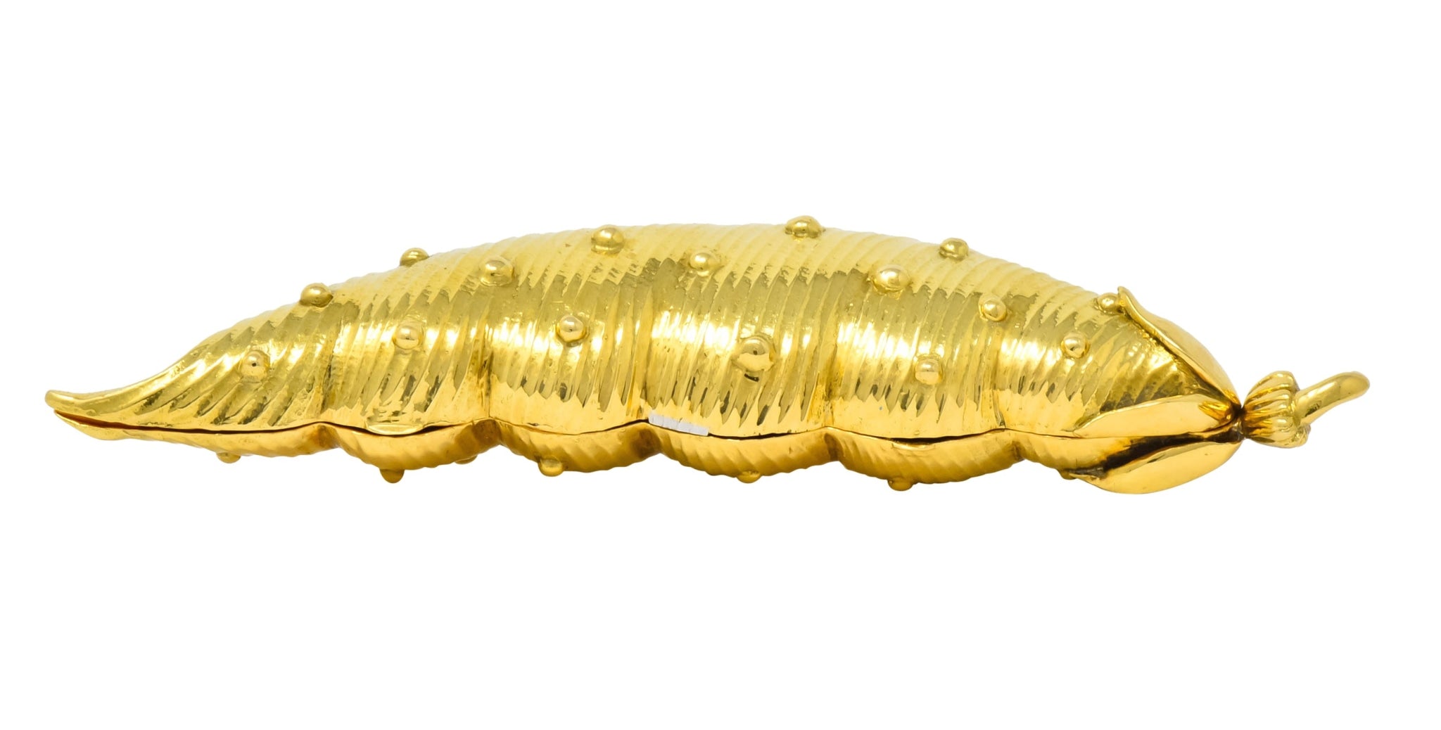 Schlumberger Tiffany & Co. 18 Karat Gold Pea Pod Pill Box Circa 1960 - Wilson's Estate Jewelry