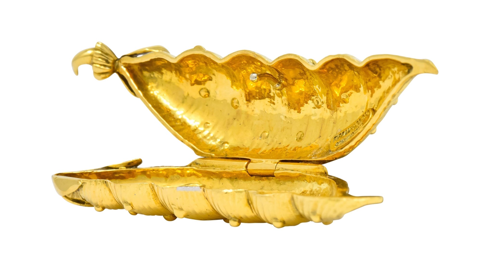 Schlumberger Tiffany & Co. 18 Karat Gold Pea Pod Pill Box Circa 1960 - Wilson's Estate Jewelry