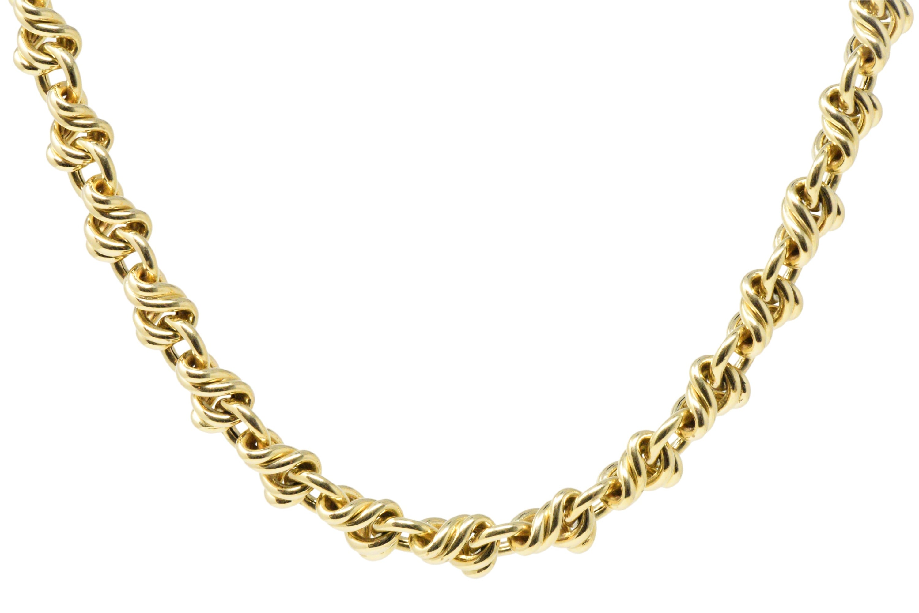 Sophisticated Tiffany & Co. 18 Karat Gold Twisted Link Collar Necklace Wilson's Estate Jewelry