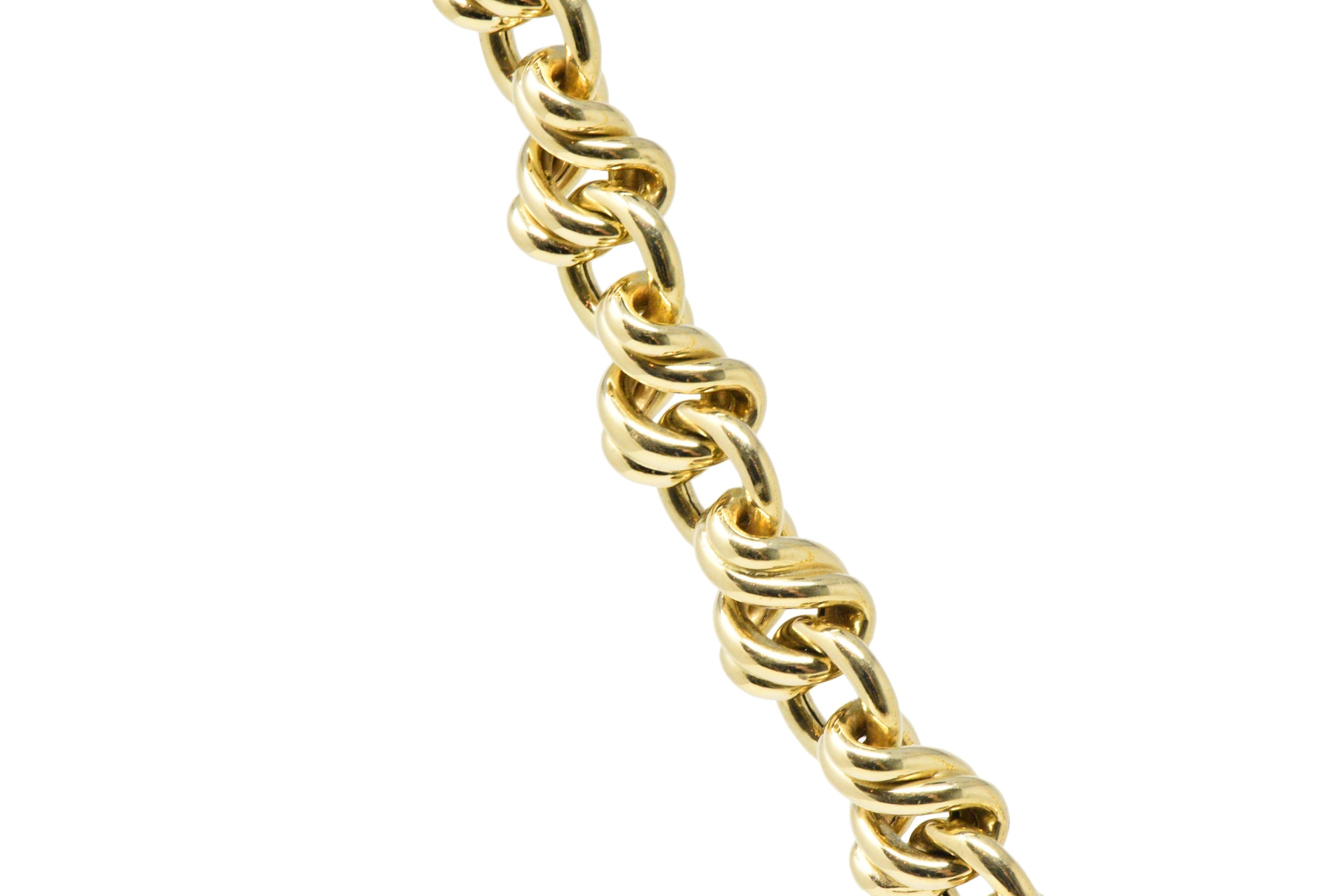 Sophisticated Tiffany & Co. 18 Karat Gold Twisted Link Collar Necklace Wilson's Estate Jewelry