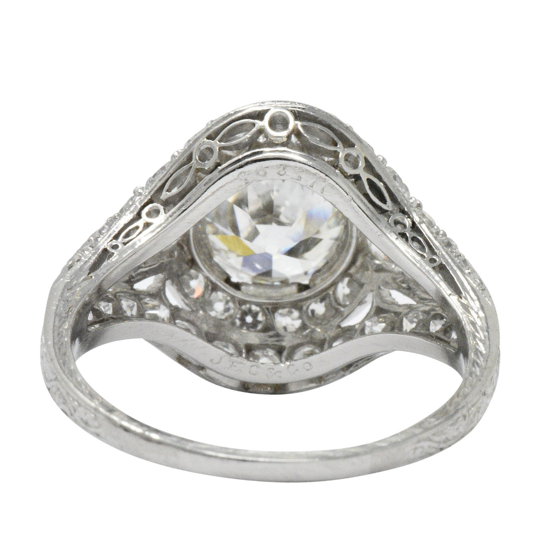 Stunning J.E. Caldwell Art Deco 2.81 CTW Diamond Engagement Ring GIA Wilson's Estate Jewelry