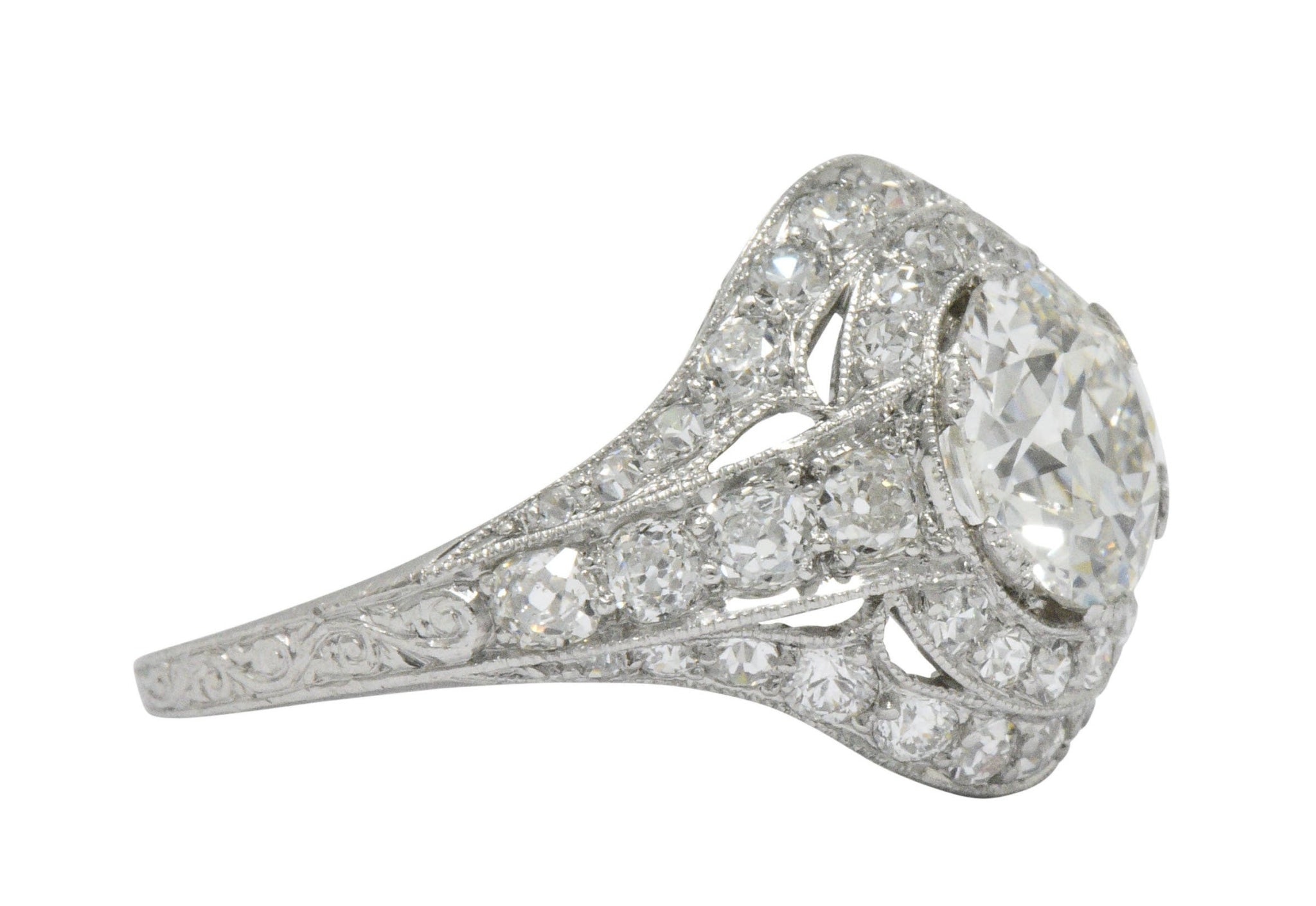 Stunning J.E. Caldwell Art Deco 2.81 CTW Diamond Engagement Ring GIA Wilson's Estate Jewelry