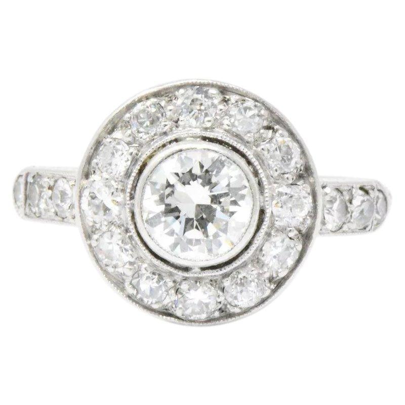 Superb Art Deco 1.02 CTW Diamond 14K White Gold Cluster Engagement Ring Wilson's Estate Jewelry