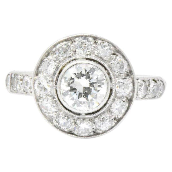 Superb Art Deco 1.02 CTW Diamond 14K White Gold Cluster Engagement Ring Wilson's Estate Jewelry