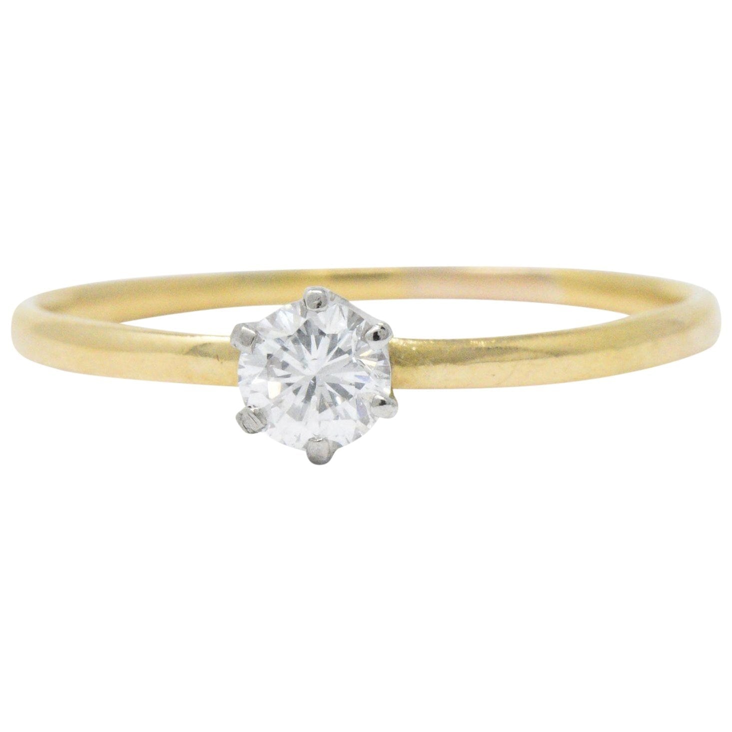 Tiffany & Co. 0.25 Carat Diamond 18 Karat Yellow Gold Platinum Engagement Ring Wilson's Estate Jewelry