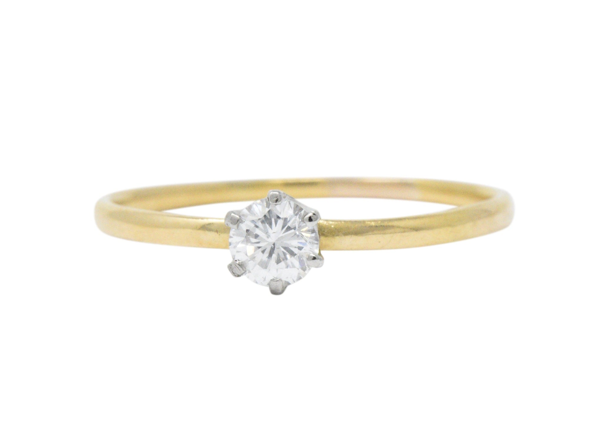 Tiffany & Co. 0.25 Carat Diamond 18 Karat Yellow Gold Platinum Engagement Ring Wilson's Estate Jewelry