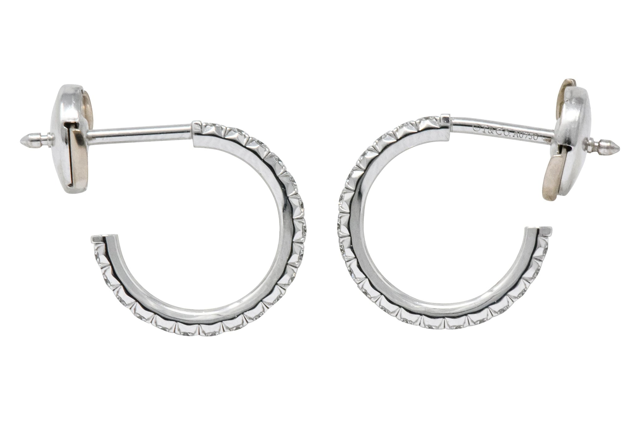 Tiffany & Co. 0.50 CTW Diamond 18 White Gold Hoop Earrings - Wilson's Estate Jewelry