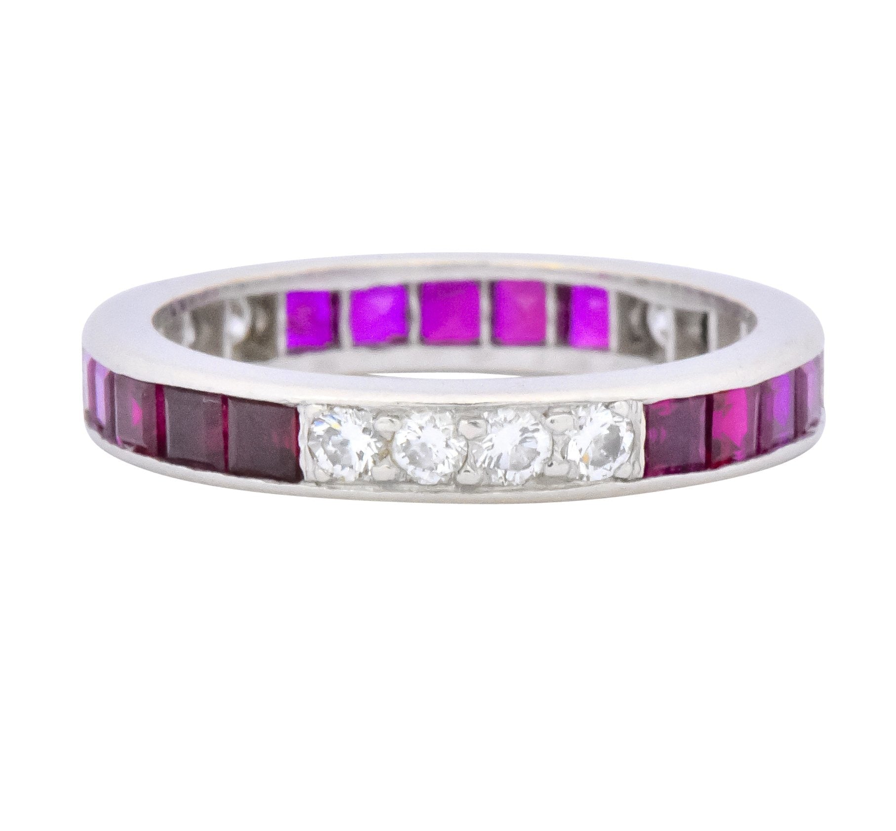 Tiffany & Co. 1.26 CTW Diamond Ruby Platinum Eternity Band Circa 1950's - Wilson's Estate Jewelry