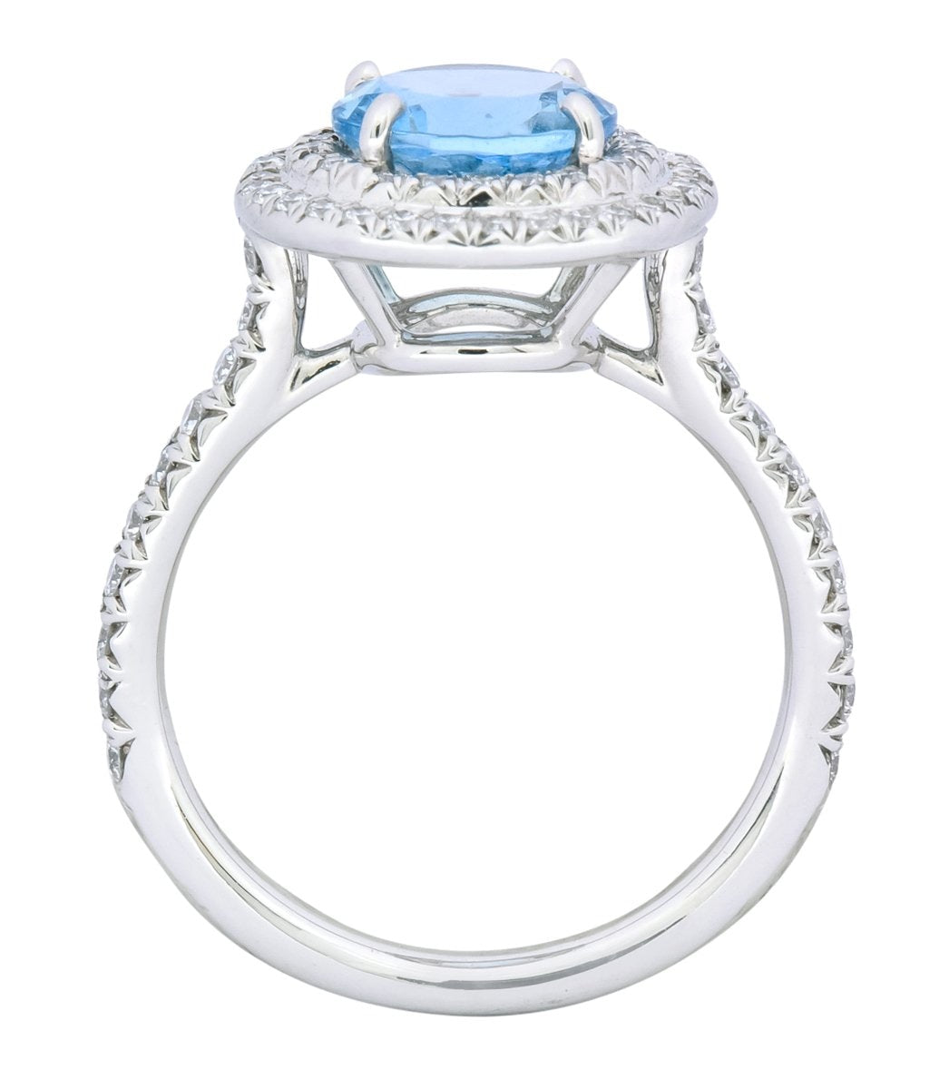 Tiffany & Co. 1.85 CTW Aquamarine Diamond Platinum Soleste Cluster Ring - Wilson's Estate Jewelry