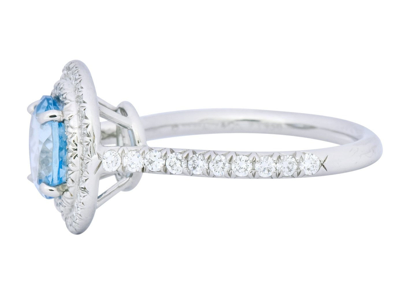 Tiffany & Co. 1.85 CTW Aquamarine Diamond Platinum Soleste Cluster Ring - Wilson's Estate Jewelry