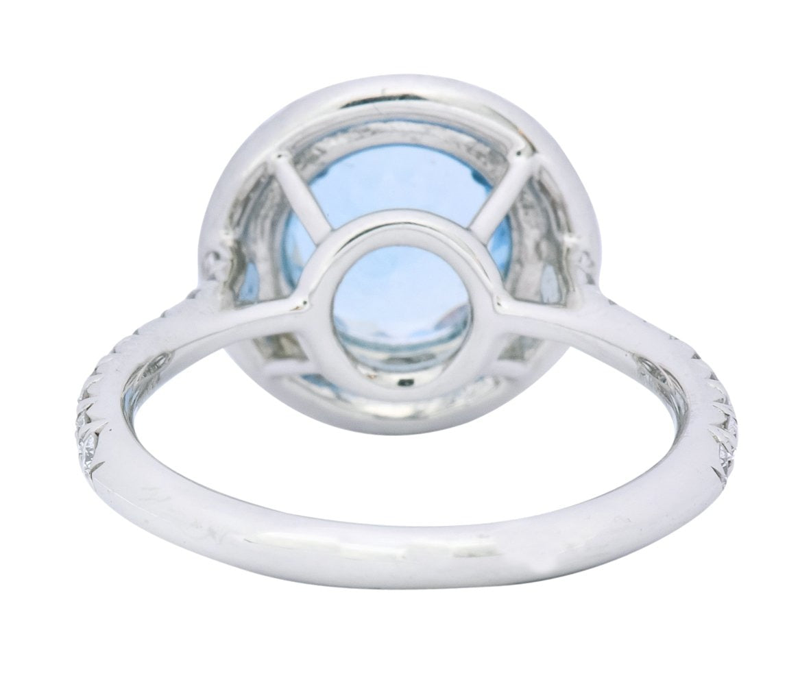 Tiffany & Co. 1.85 CTW Aquamarine Diamond Platinum Soleste Cluster Ring - Wilson's Estate Jewelry