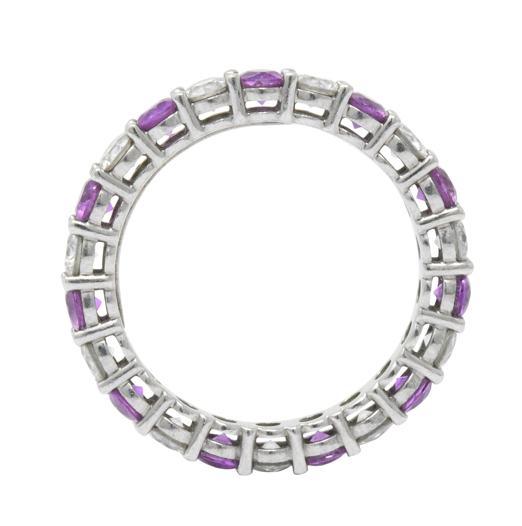 Tiffany & Co. 1.85 CTW Pink Sapphire Diamond Platinum "Embrace" Eternity Band Ring Wilson's Estate Jewelry