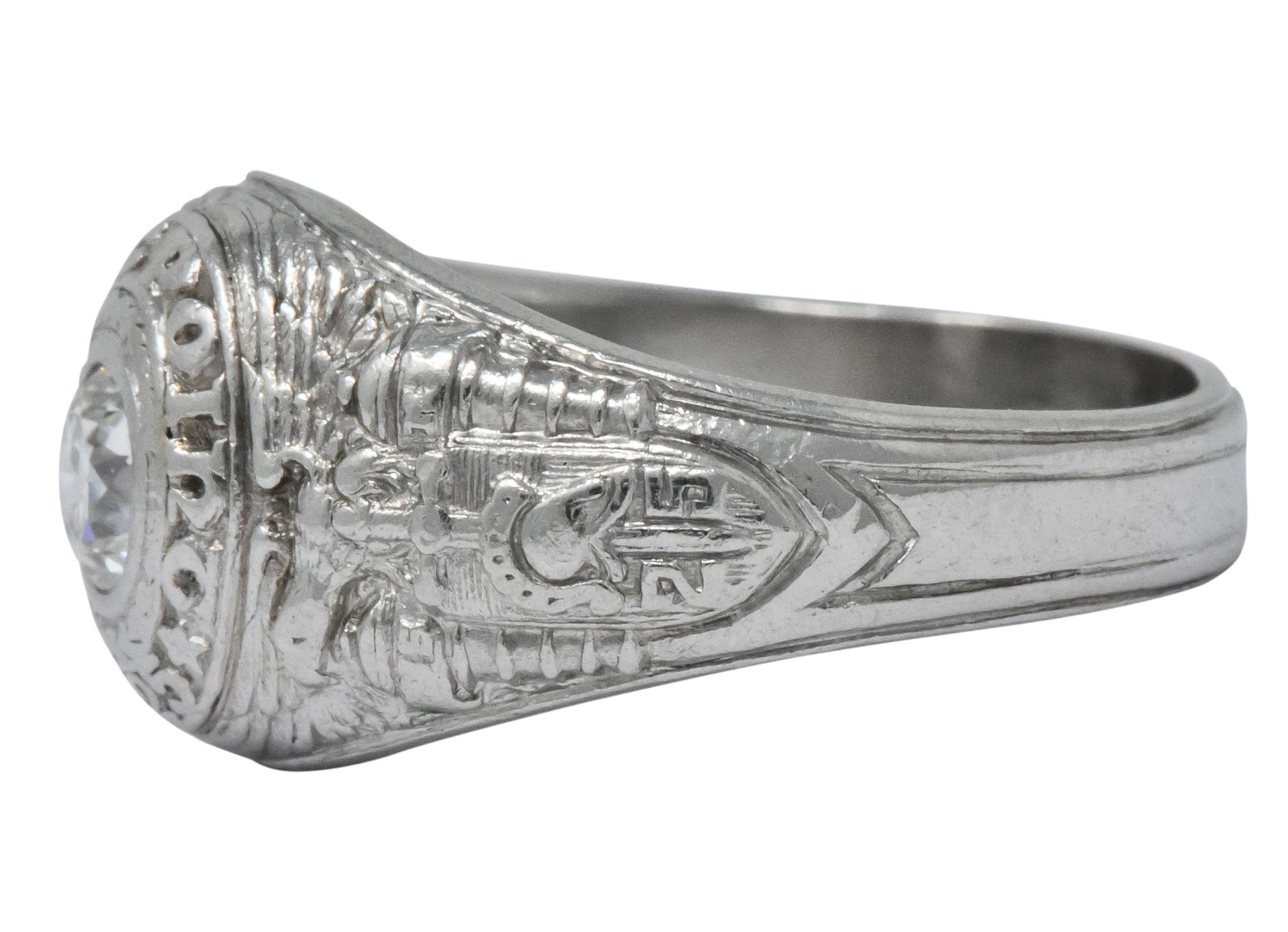 Tiffany & Co. 1925 Diamond Platinum West Point Unisex Class Ring - Wilson's Estate Jewelry