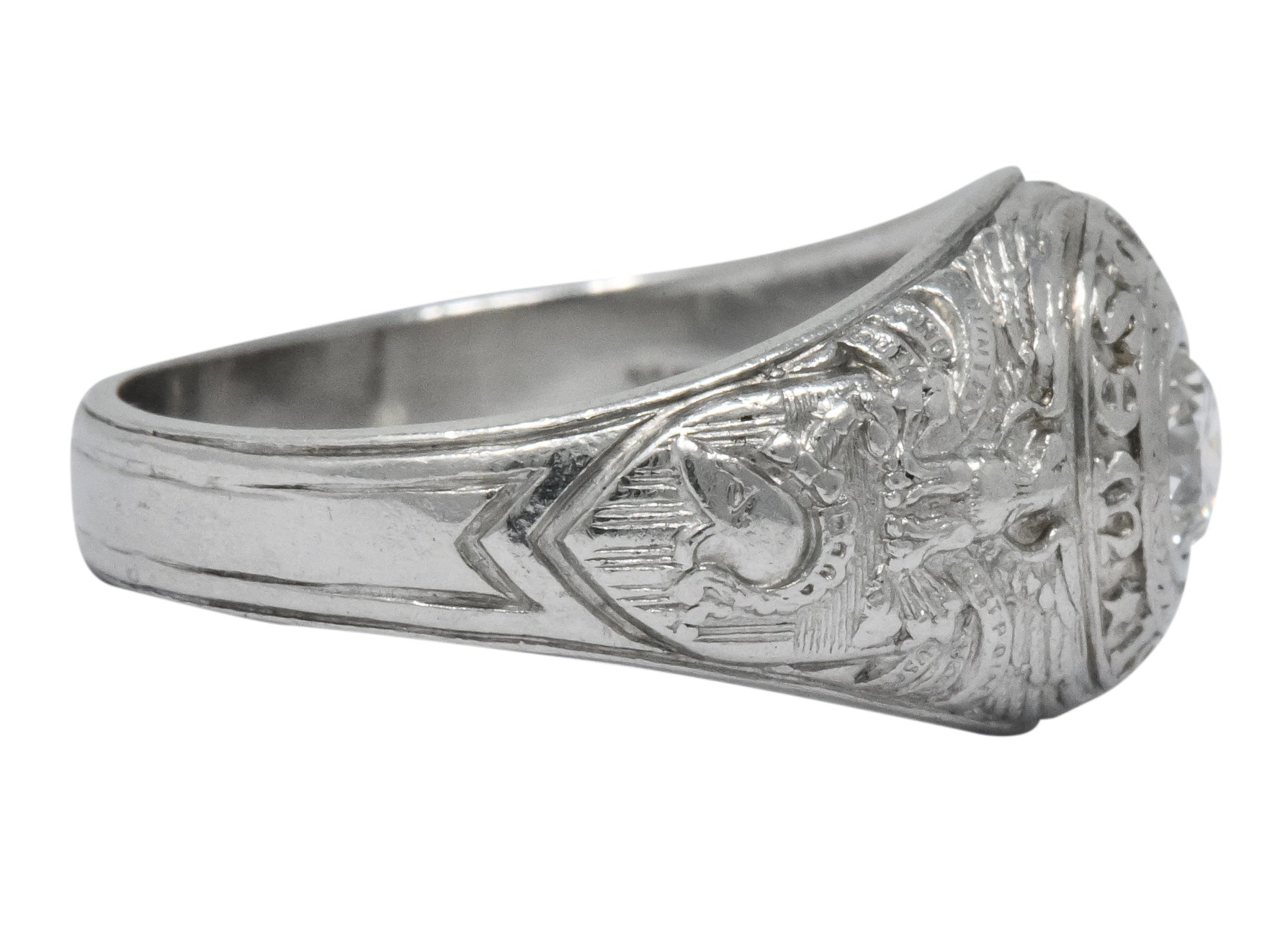 Tiffany & Co. 1925 Diamond Platinum West Point Unisex Class Ring - Wilson's Estate Jewelry