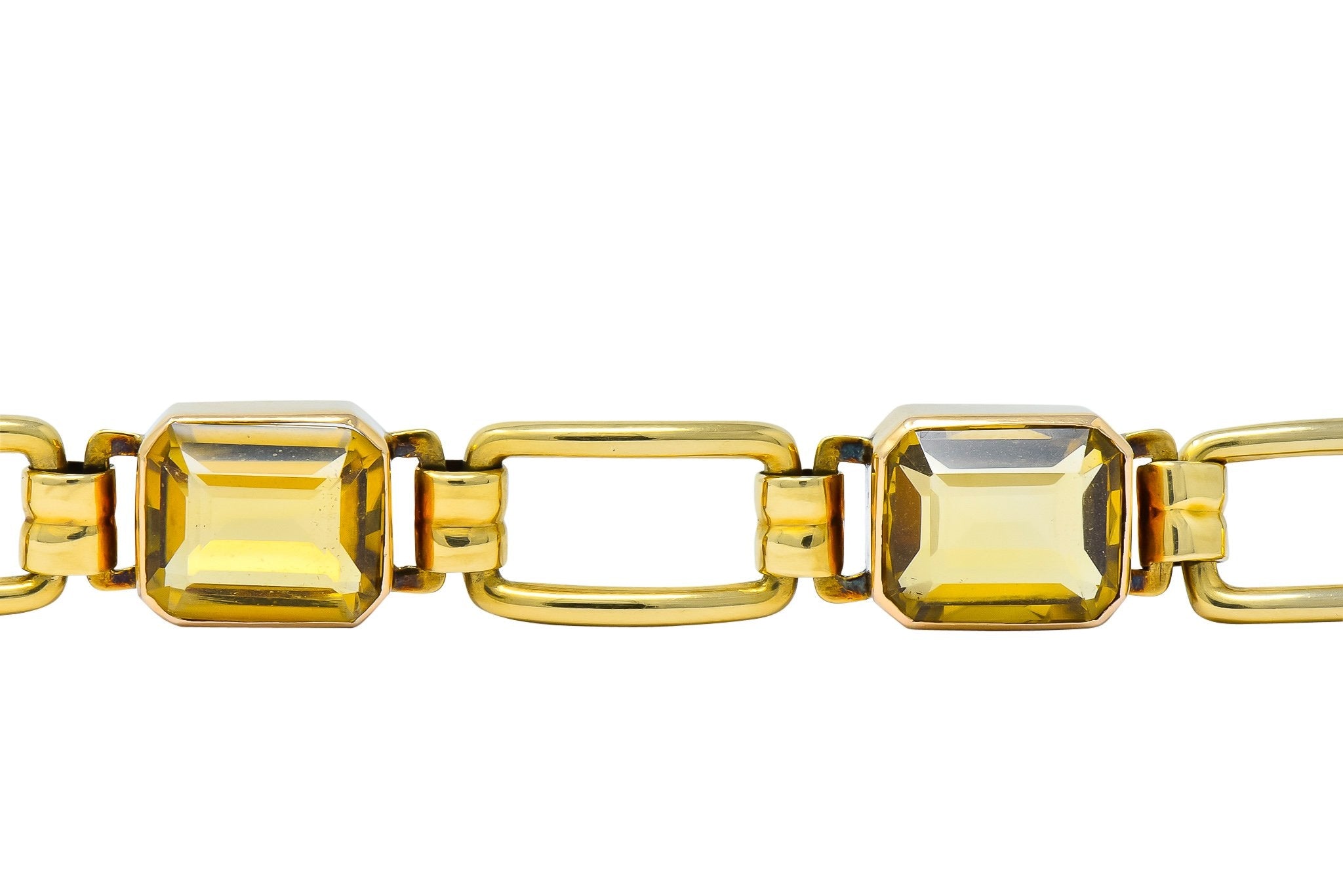 Tiffany & Co. 1940's Retro 32.00 CTW Citrine 14 Karat Gold Link Bracelet - Wilson's Estate Jewelry