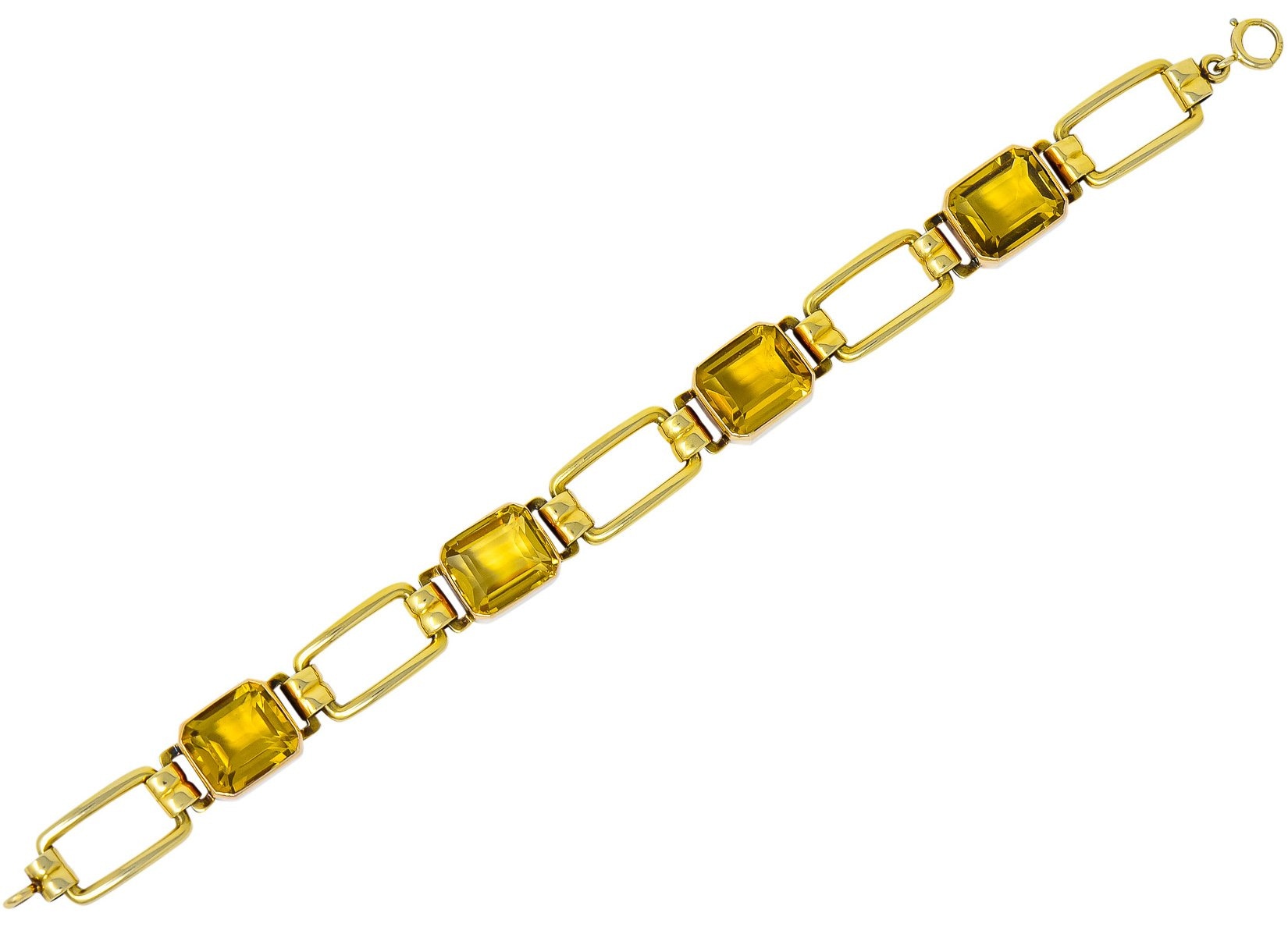 Tiffany & Co. 1940's Retro 32.00 CTW Citrine 14 Karat Gold Link Bracelet - Wilson's Estate Jewelry