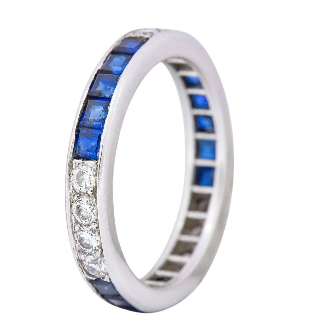 Tiffany & Co. 1950's Retro 1.42 CTW Diamond Sapphire Platinum Eternity Band Ring - Wilson's Estate Jewelry