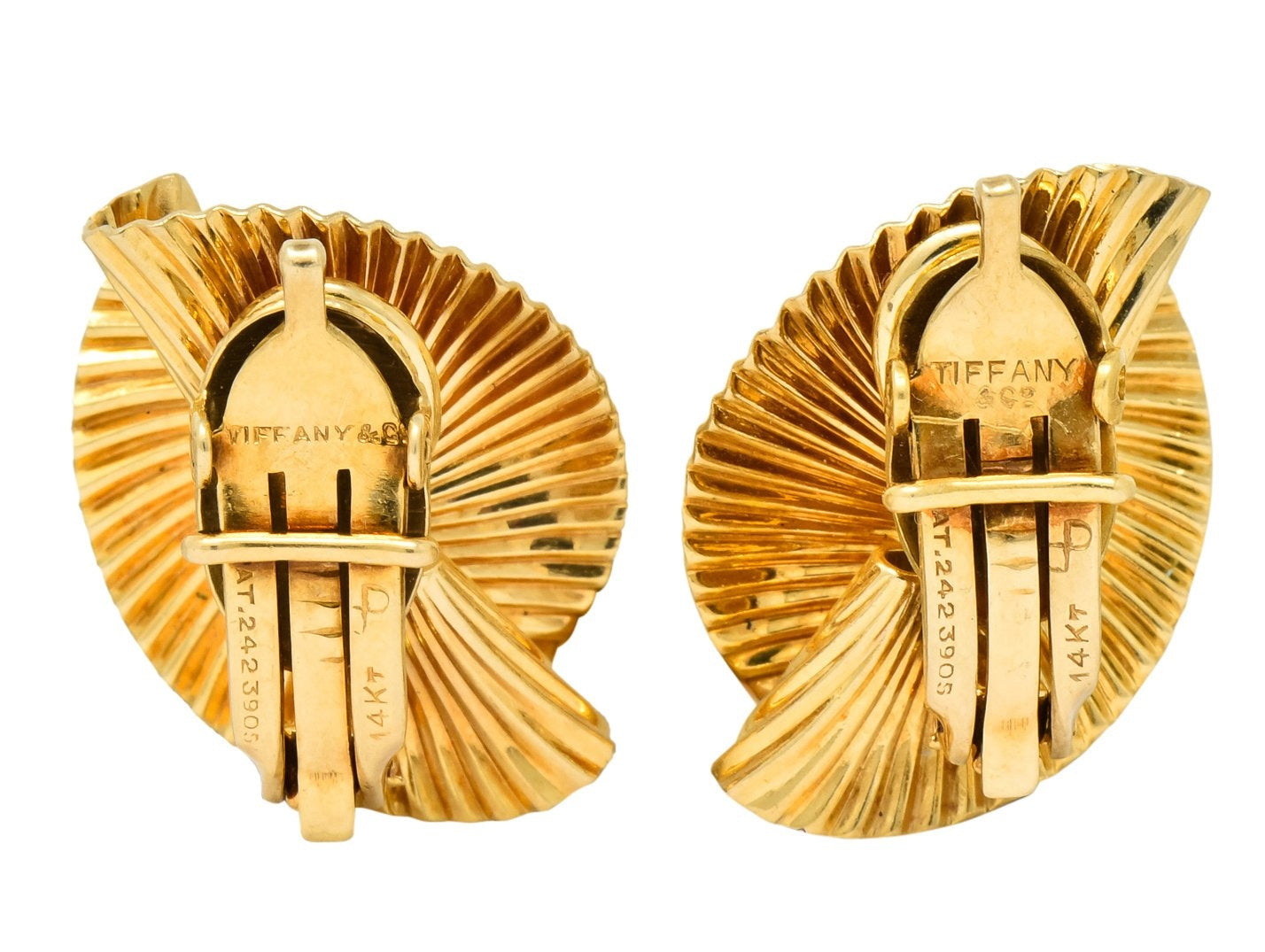 Tiffany & Co. 1950's Retro 14 Karat Gold Foliate Ear-Clip Earrings - Wilson's Estate Jewelry