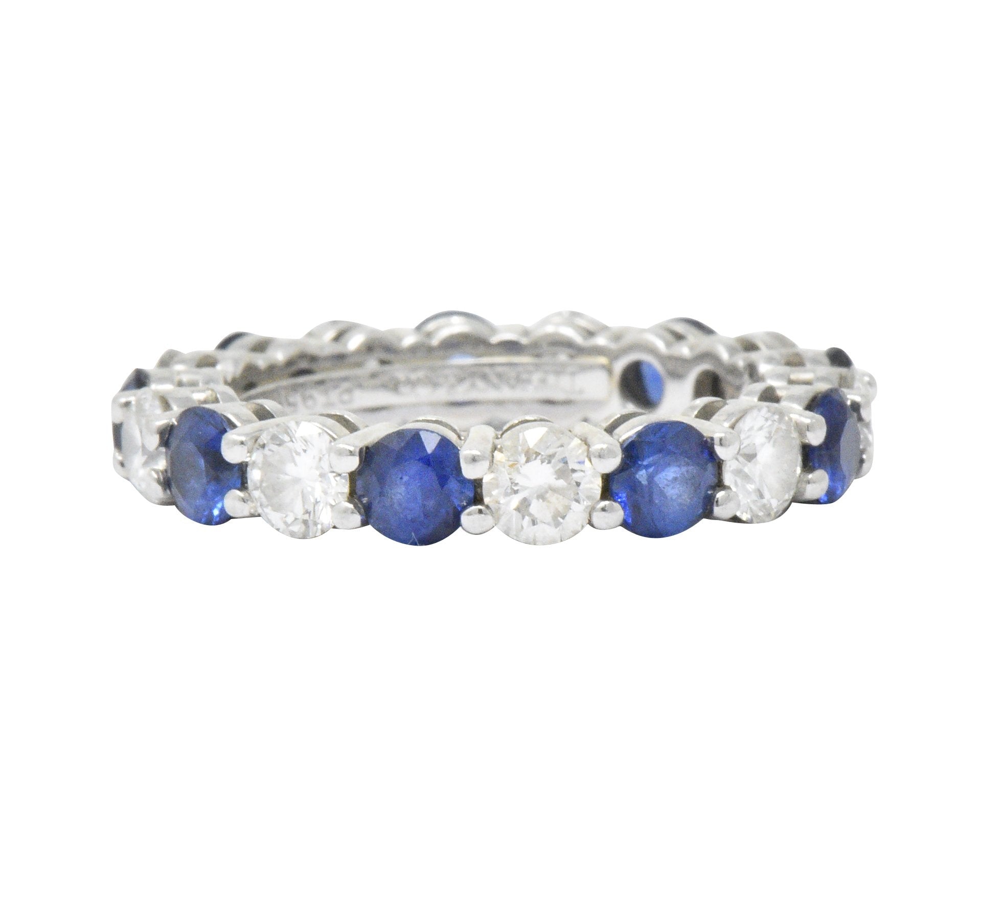 Tiffany & Co. 3.24 CTW Sapphire Diamond Platinum "Embrace" Eternity Band Ring Wilson's Estate Jewelry