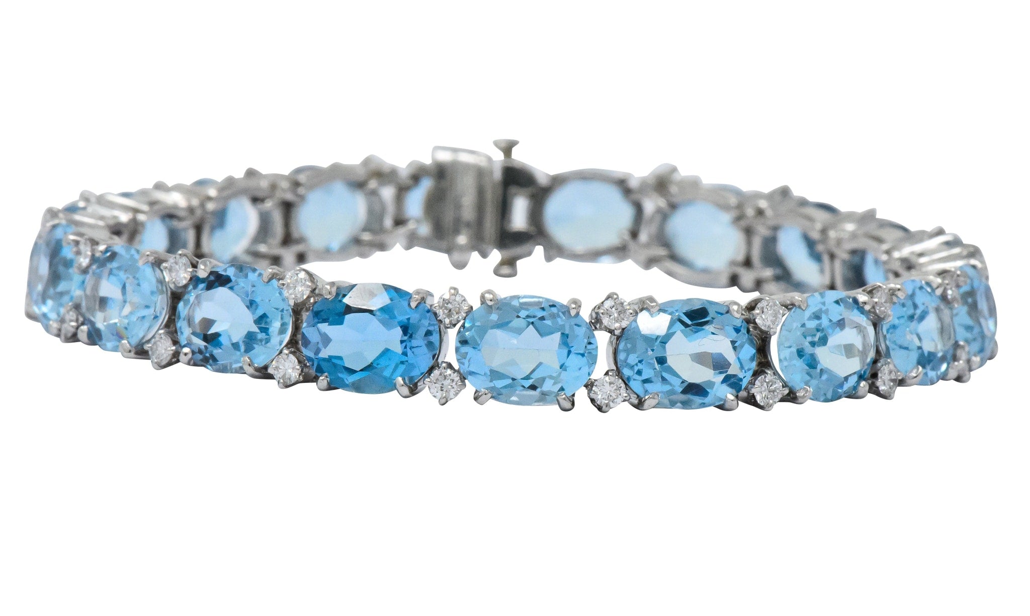 Tiffany & Co. 32.42 CTW Aquamarine Diamond Platinum Bracelet Wilson's Antique & Estate Jewelry