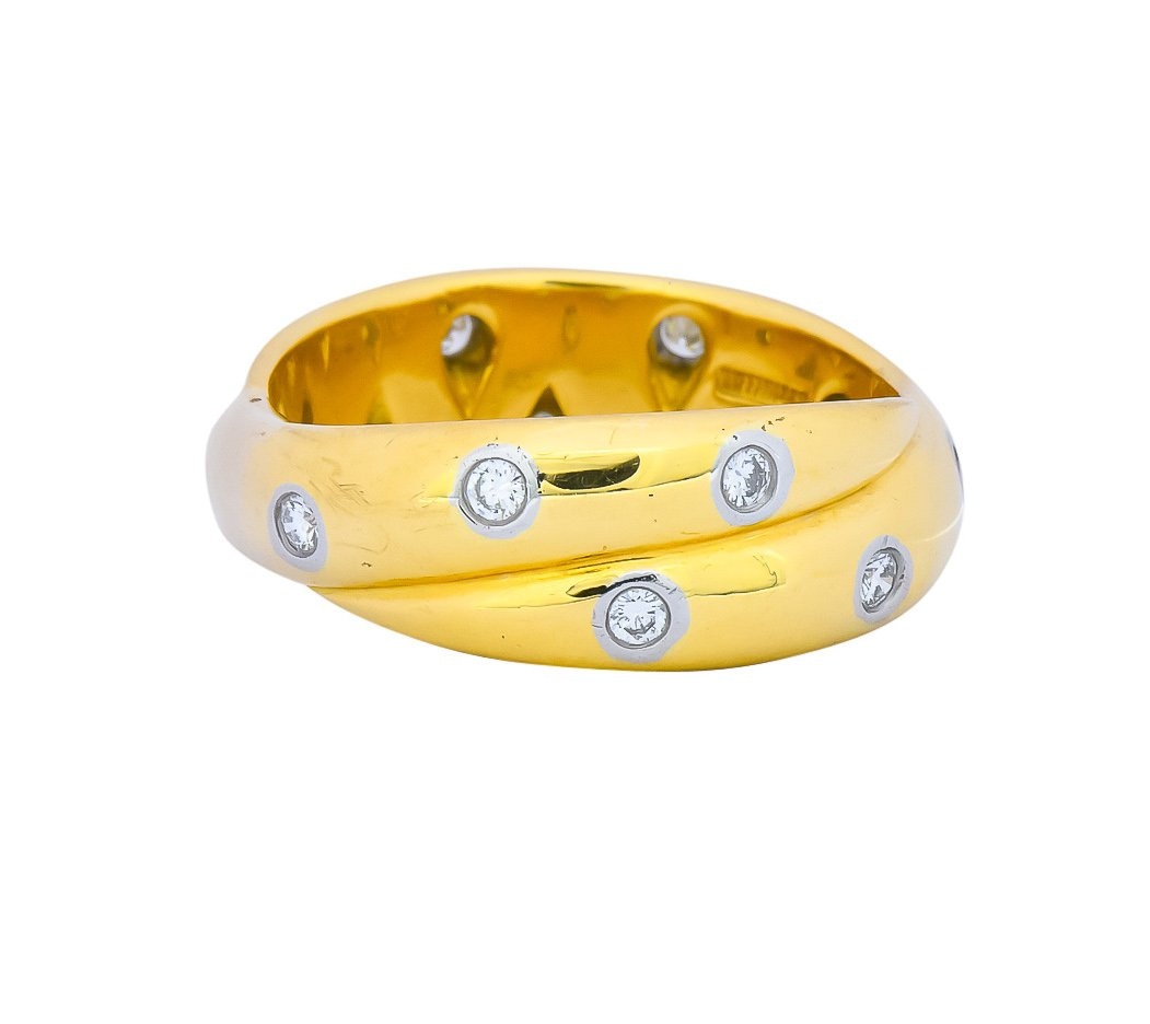 Tiffany & Co. Diamond 18 Karat Yellow Gold Platinum Etoile Band Ring - Wilson's Estate Jewelry