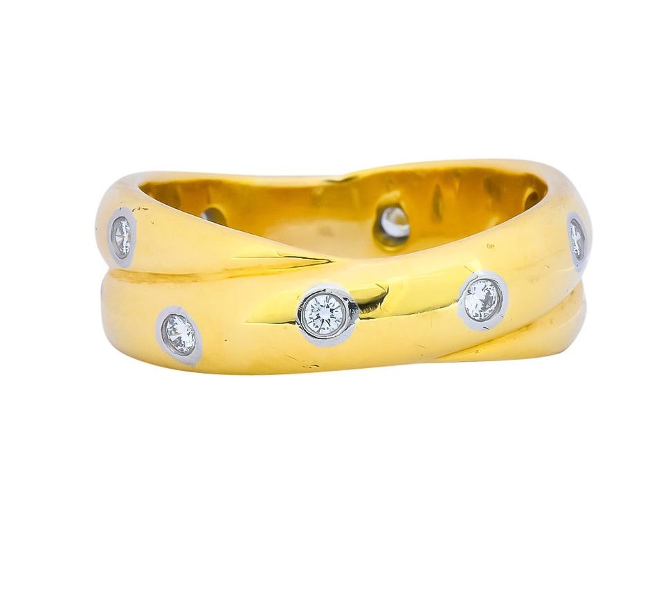 Tiffany & Co. Diamond 18 Karat Yellow Gold Platinum Etoile Band Ring - Wilson's Estate Jewelry