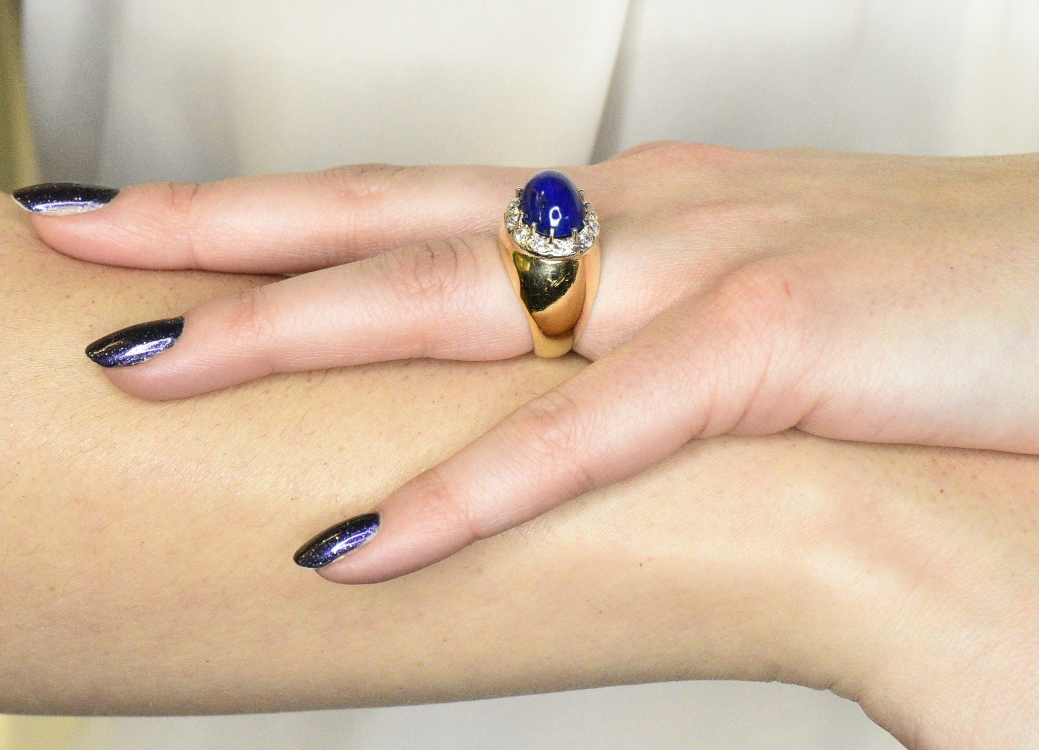 Tiffany & Co. Diamond Lapis Lazuli 18 Karat Gold Cocktail Ring Wilson's Estate Jewelry