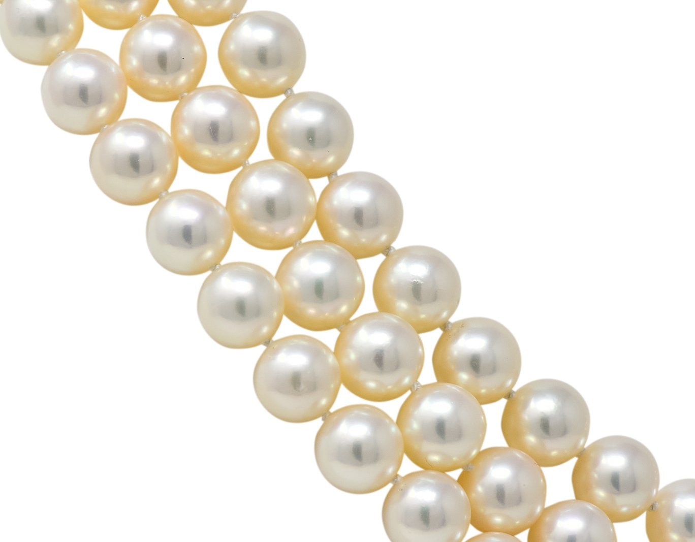 Tiffany & Co. Diamond Pearl 18 Karat Yellow Gold Triple Strand Necklace ...