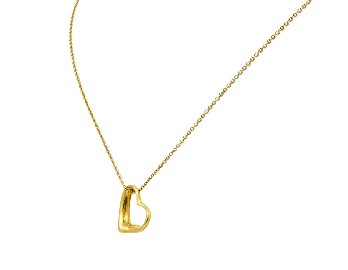 Tiffany & Co Elsa Peretti 18 Karat Gold Open Heart Necklace - Wilson's Estate Jewelry