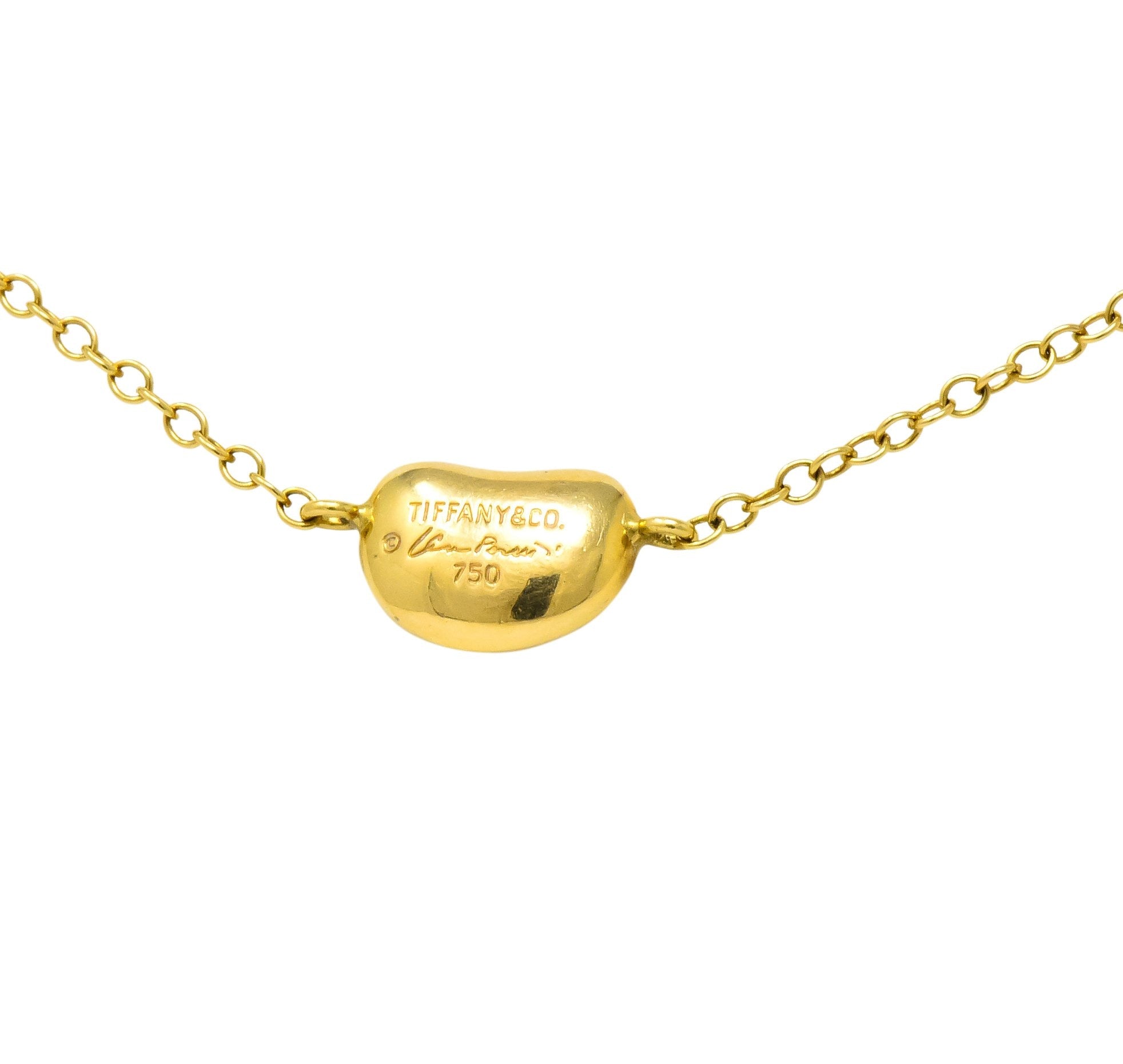 Tiffany & Co. Elsa Peretti Bean Design 18 Karat Gold Necklace - Wilson's Estate Jewelry