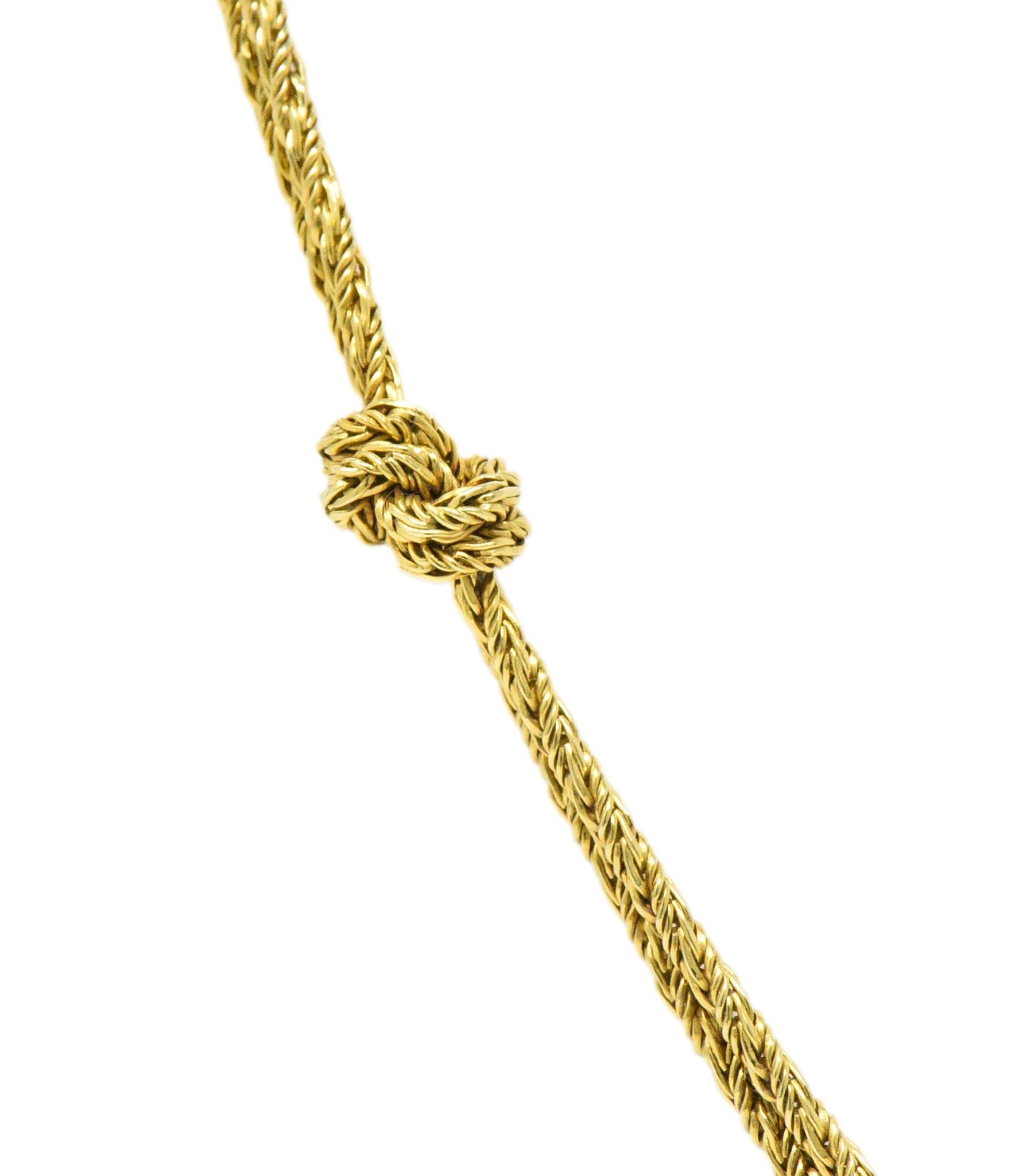 Tiffany & Co. Germany Retro 18 Karat Gold Woven Knot Necklace Wilson's Estate Jewelry